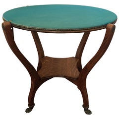 Antique American Oak Round Game Table, Claw Feet, circa 1900