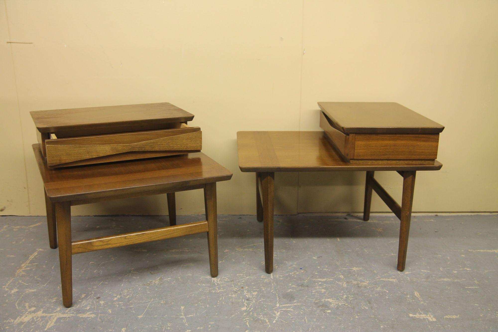 Walnut American of Martinsville 2 End Tables and 1 Side Table/Coffee Table