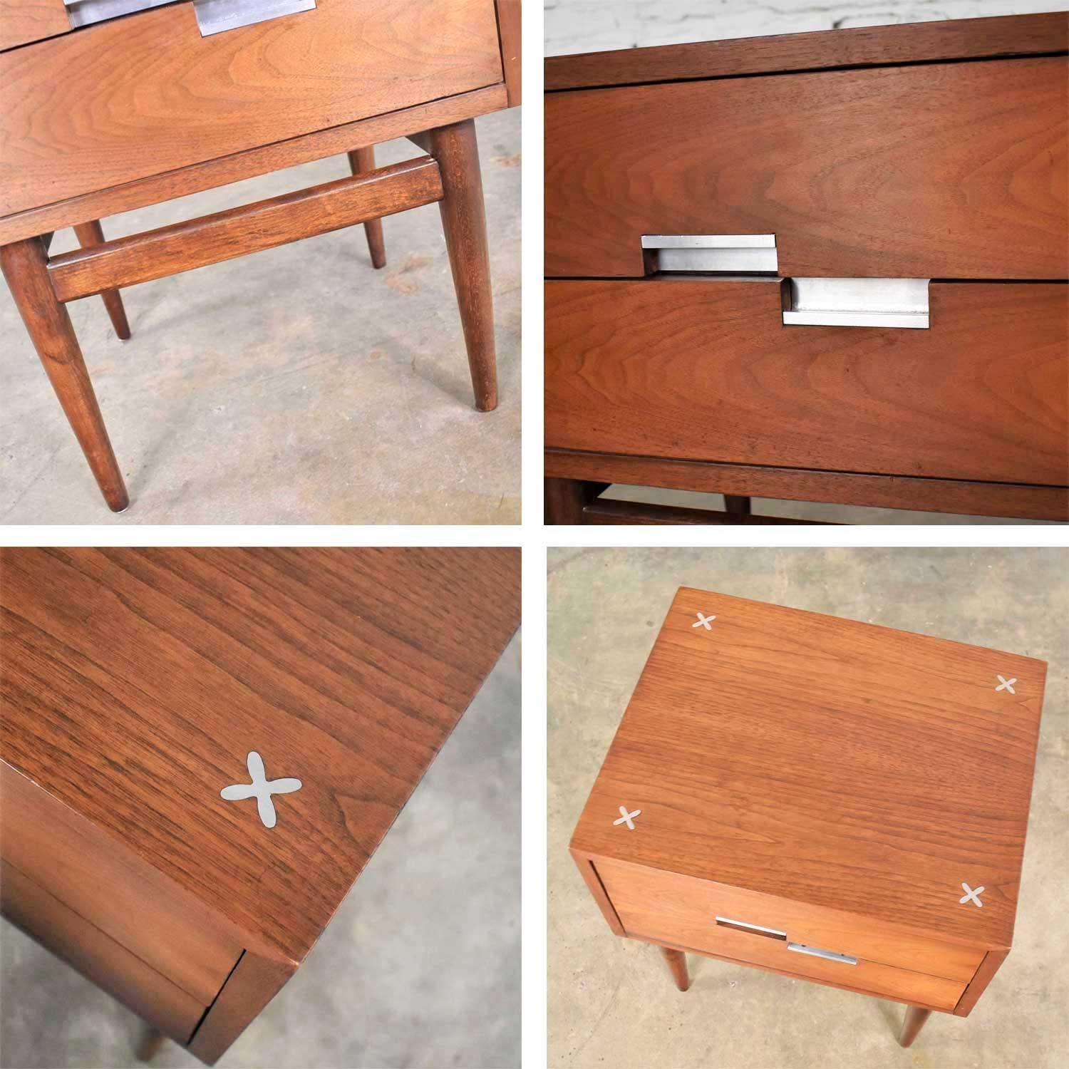 American of Martinsville Accord Walnut Nightstand or End Table with X’s For Sale 3