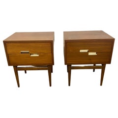 American of Martinsville Accord Walnut Nightstands or End Table with X’s