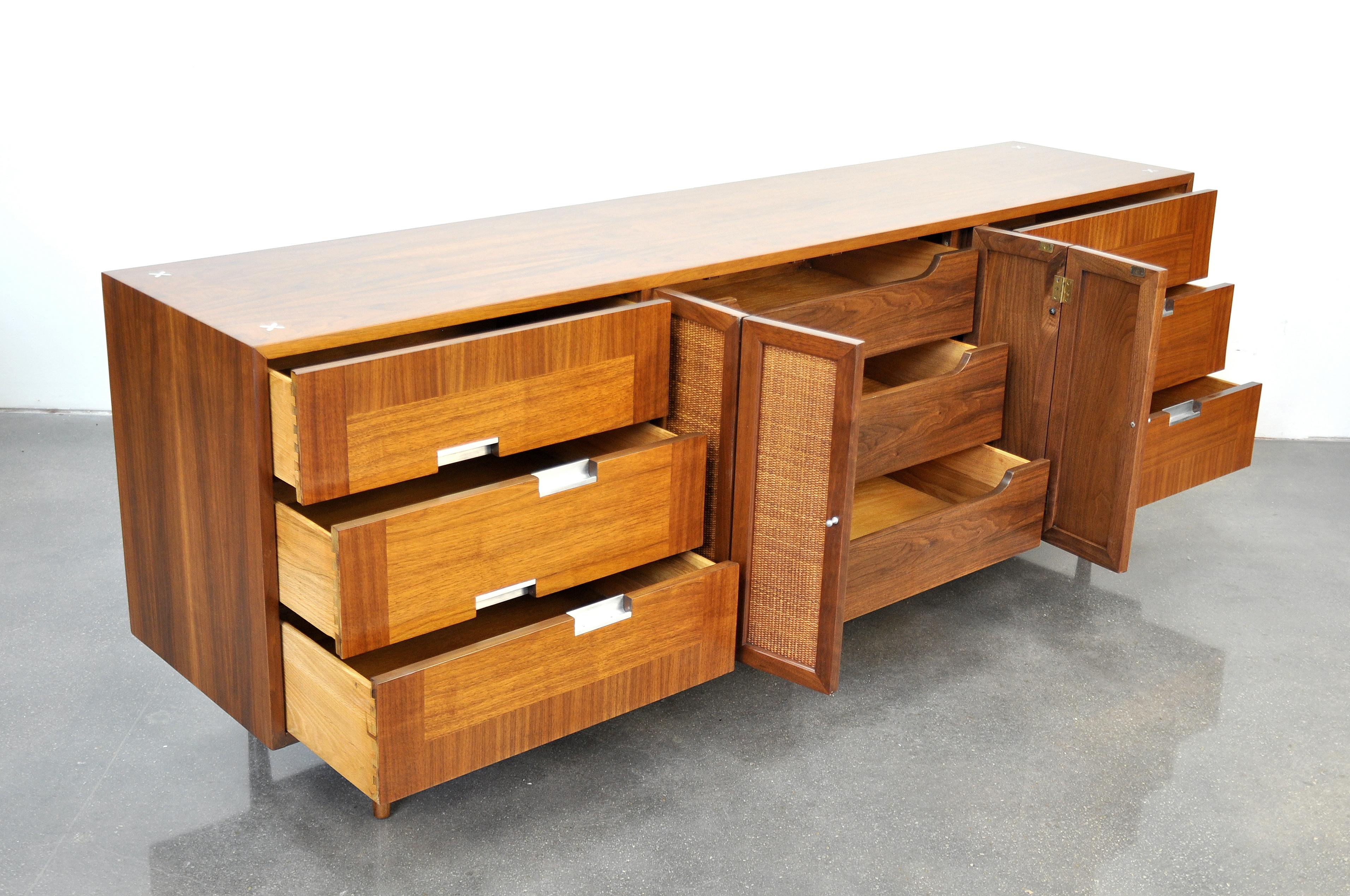 Mid-Century Modern American of Martinsville Accord Walnut Triple Dresser
