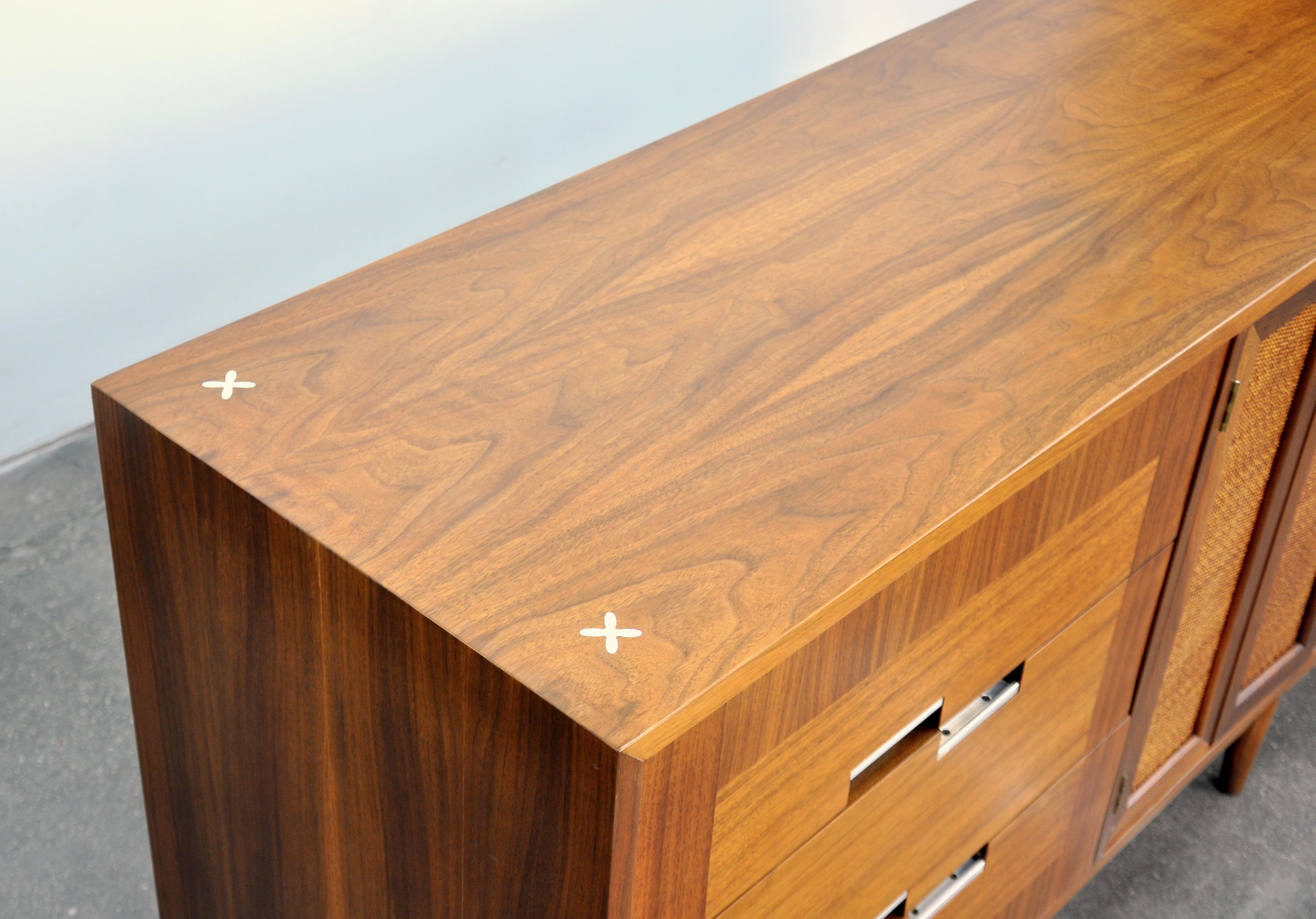 Mid-20th Century American of Martinsville Accord Walnut Triple Dresser