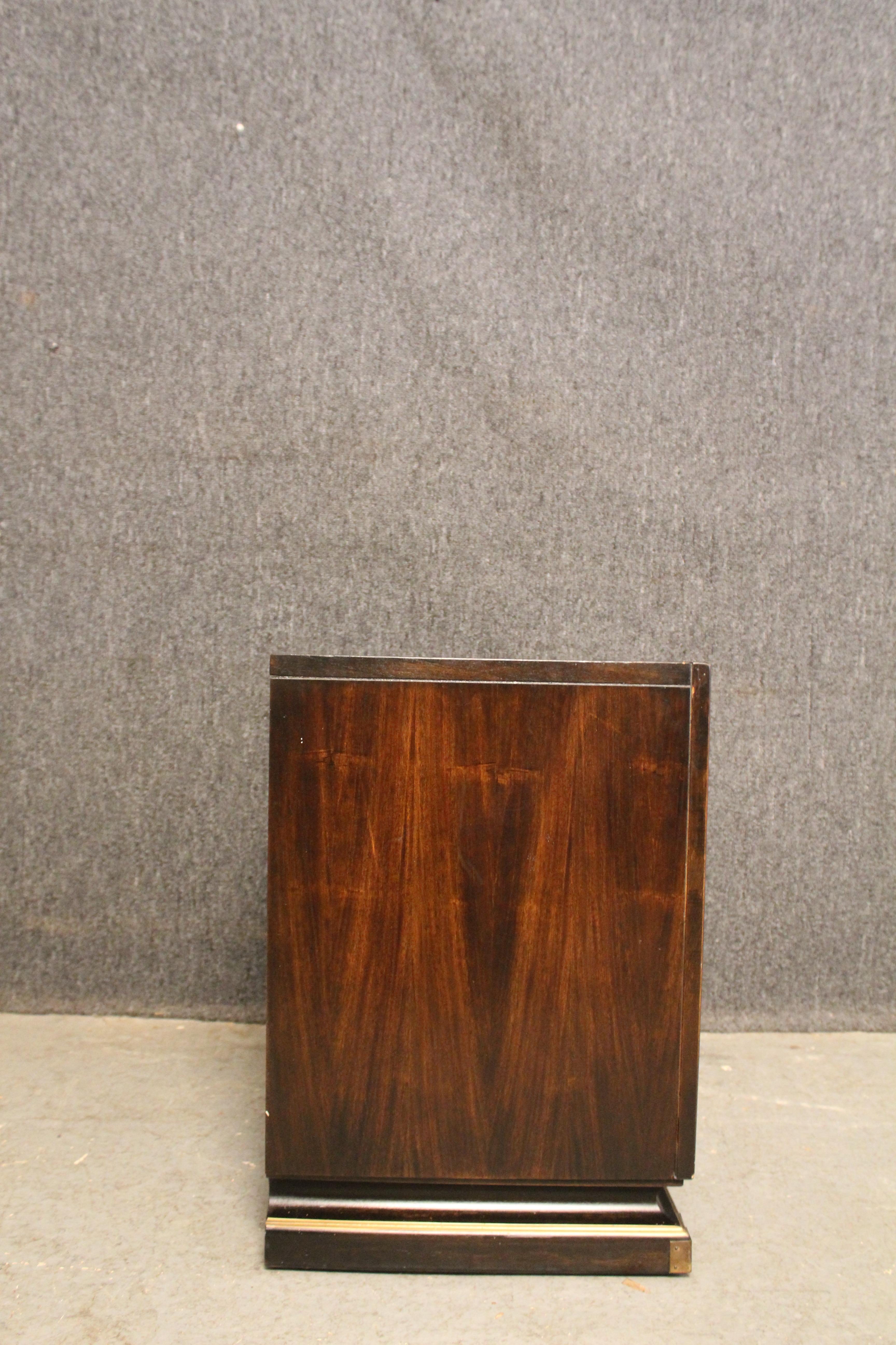 20th Century American of Martinsville Black Walnut Campaign Nightstand For Sale