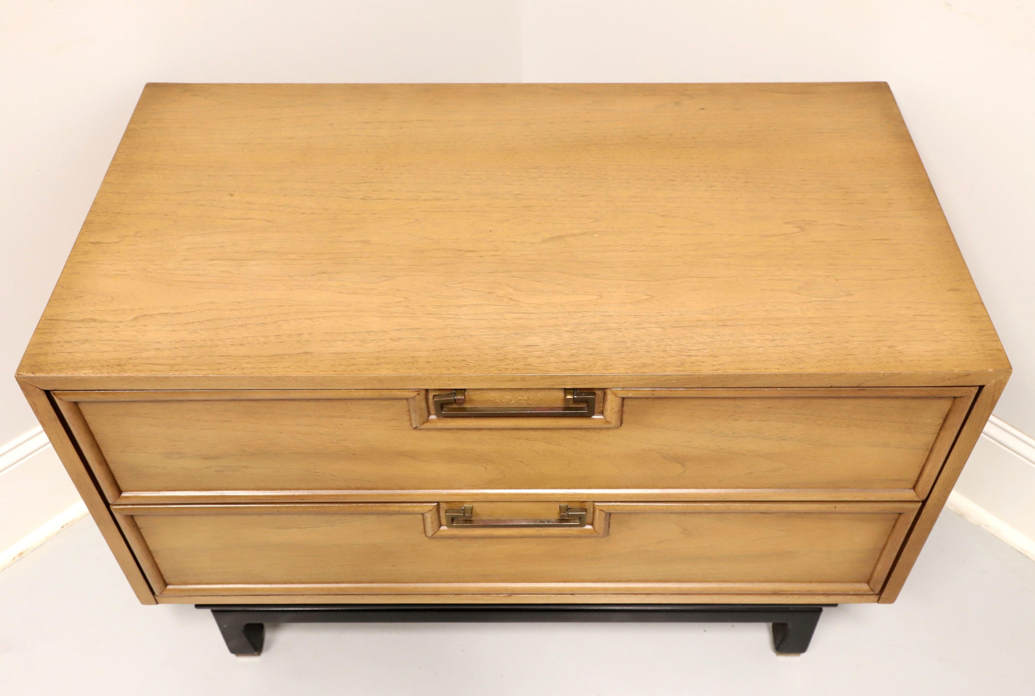 AMERICAN OF MARTINSVILLE Blonde Walnut Asian Inspired Two-Drawer Nightstand In Good Condition In Charlotte, NC