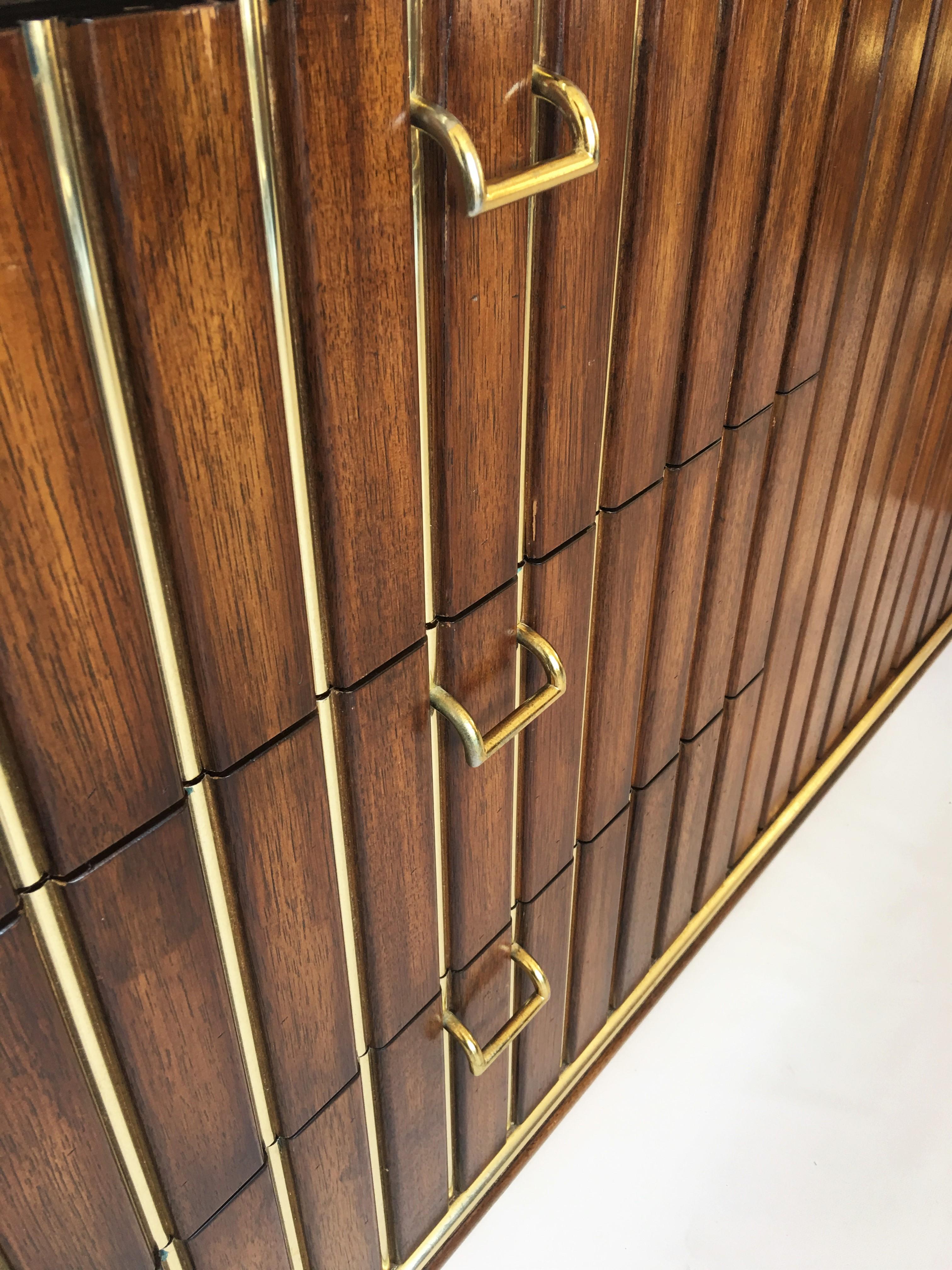 Late 20th Century American of Martinsville Brass and Wood Dresser or Credenza