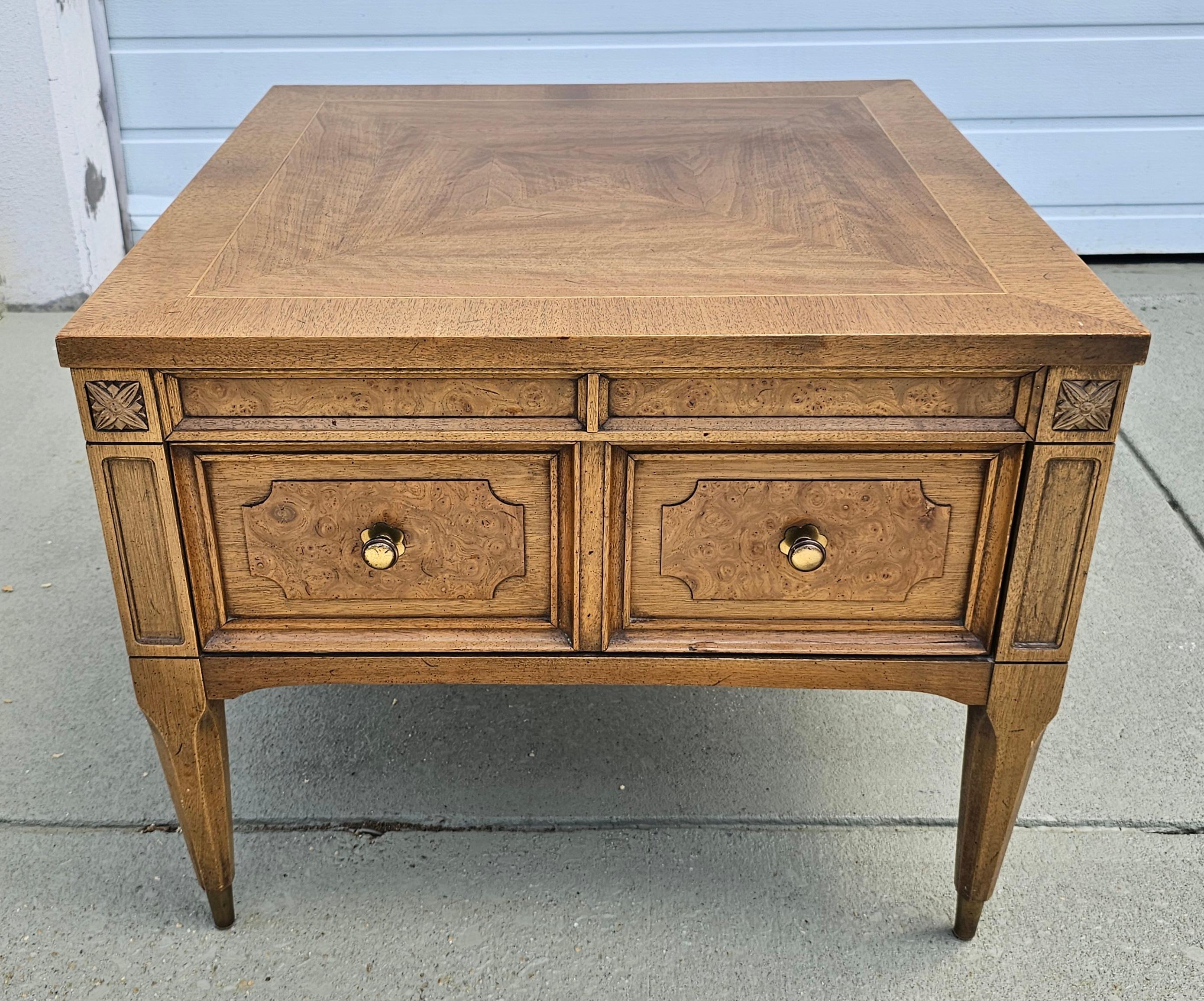 Mid-Century Modern American of Martinsville Burl Walnut Low Side Table For Sale