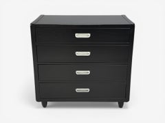 American of Martinsville, Campaign Dressers, Ebonized Wood, Chrome, USA, 1970s