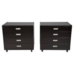 American of Martinsville, Campaign Dressers, Ebonized Wood, Chrome, USA, 1970s