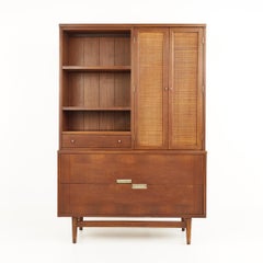 American of Martinsville Cane Front Bookcase Credenza Hutch