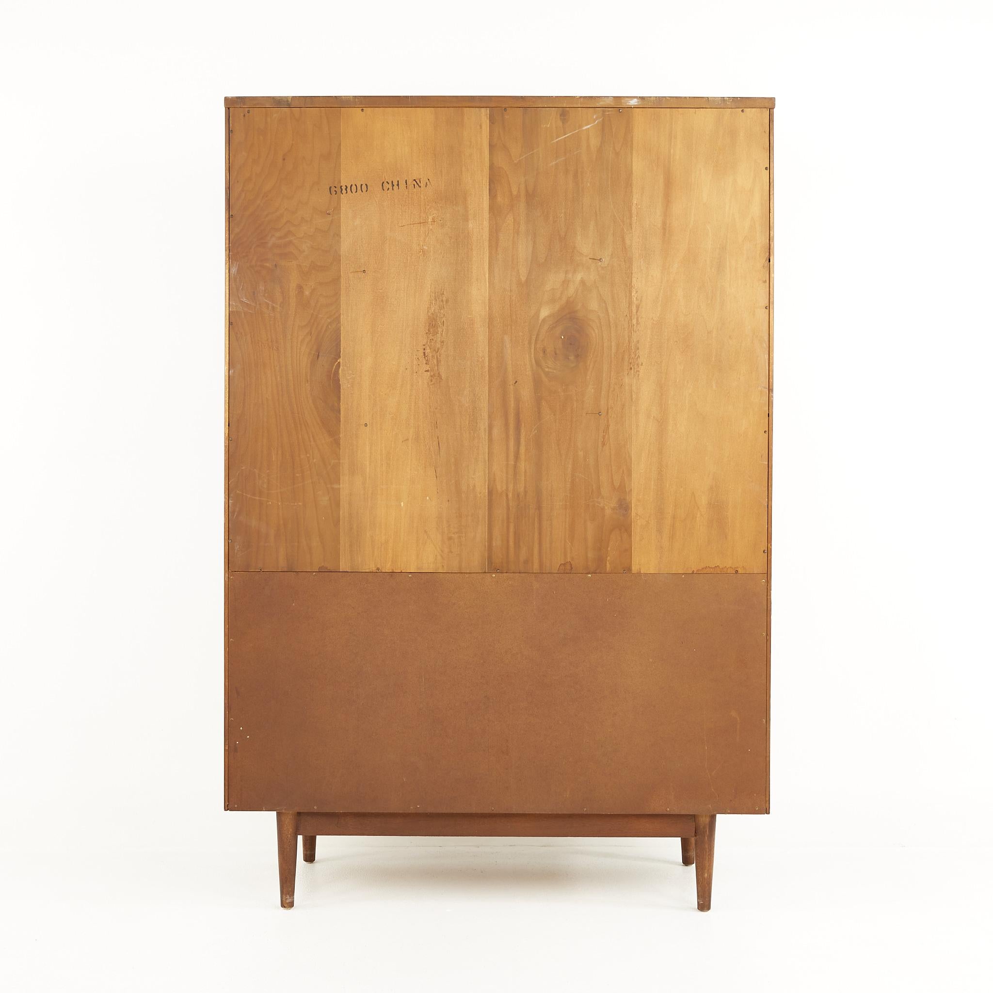 Mid-Century Modern American of Martinsville Cane Front Bookcase Credenza Hutch