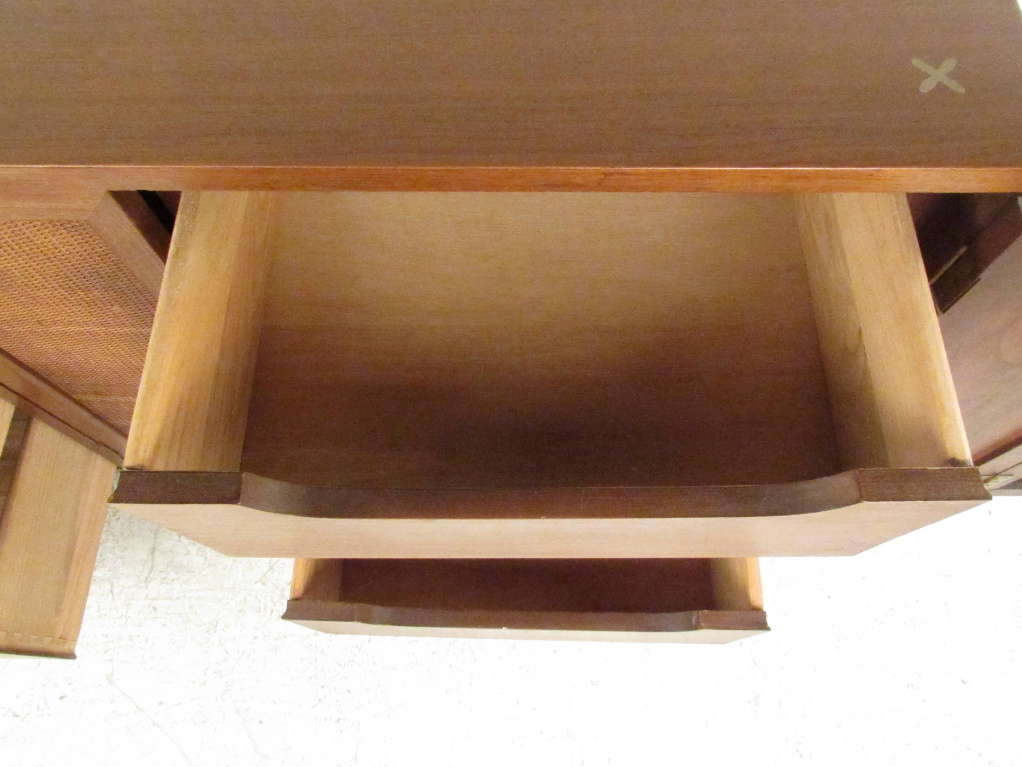 Mid-20th Century American of Martinsville Cane Front Credenza