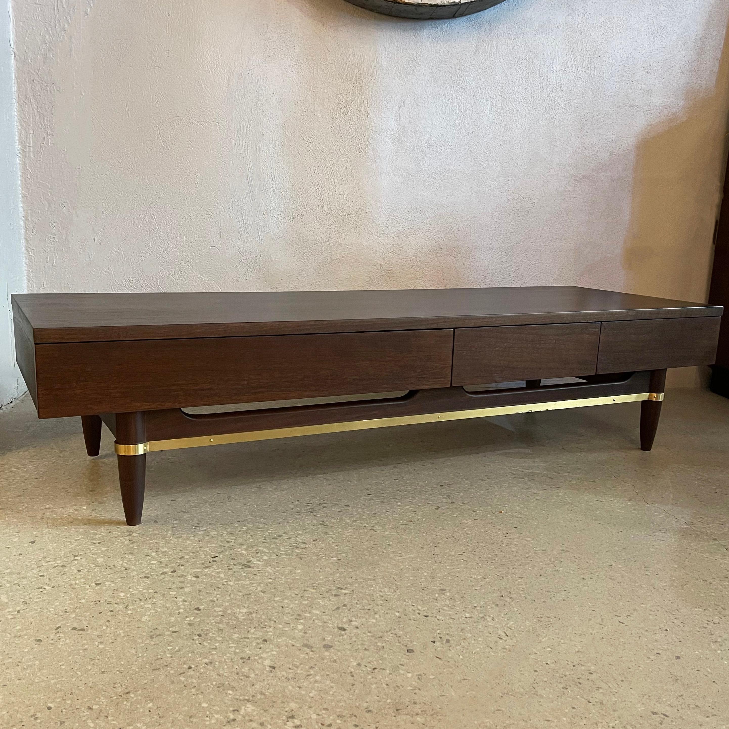 Mid-Century Modern American Of Martinsville Console Coffee Table Media Cabinet For Sale