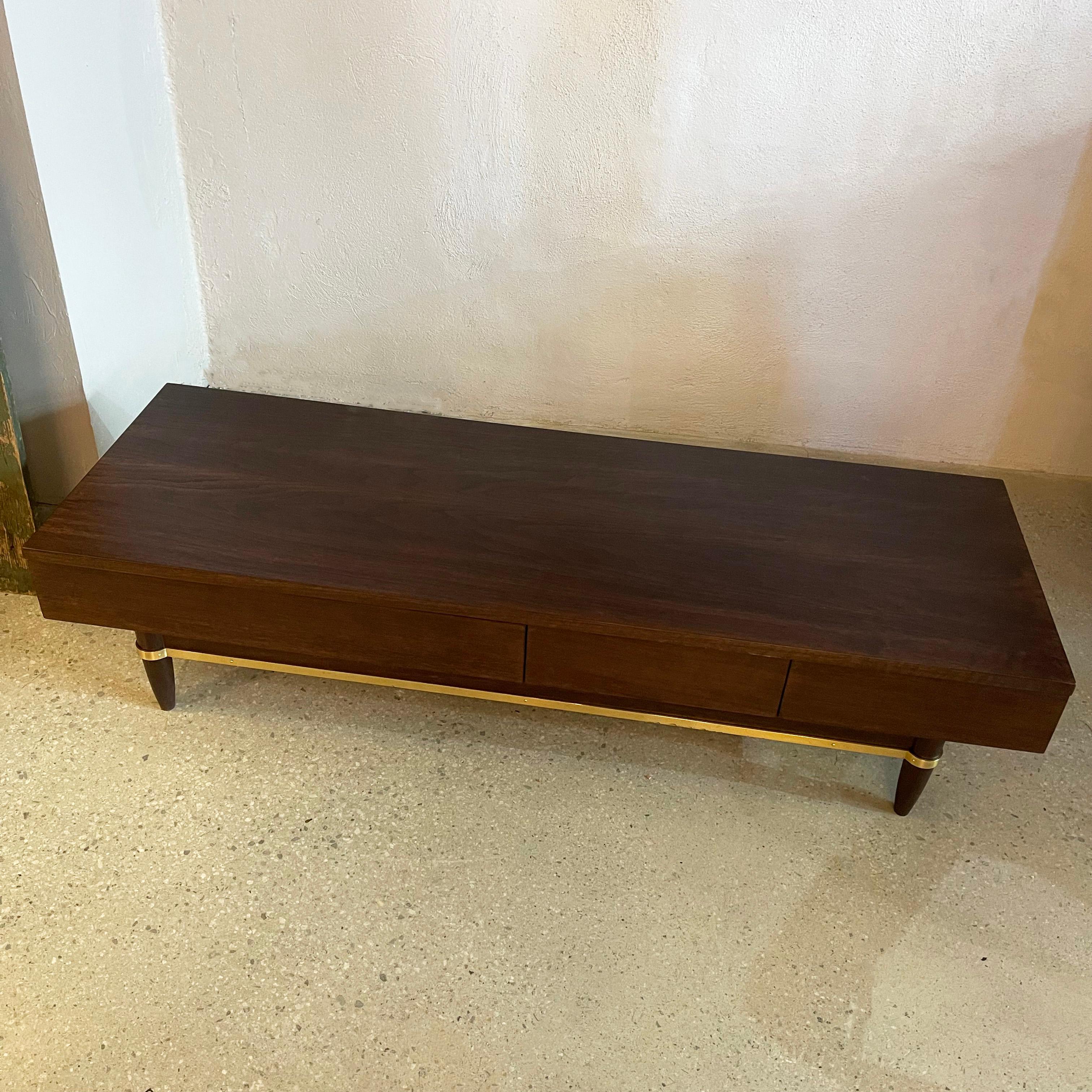 20th Century American Of Martinsville Console Coffee Table Media Cabinet For Sale