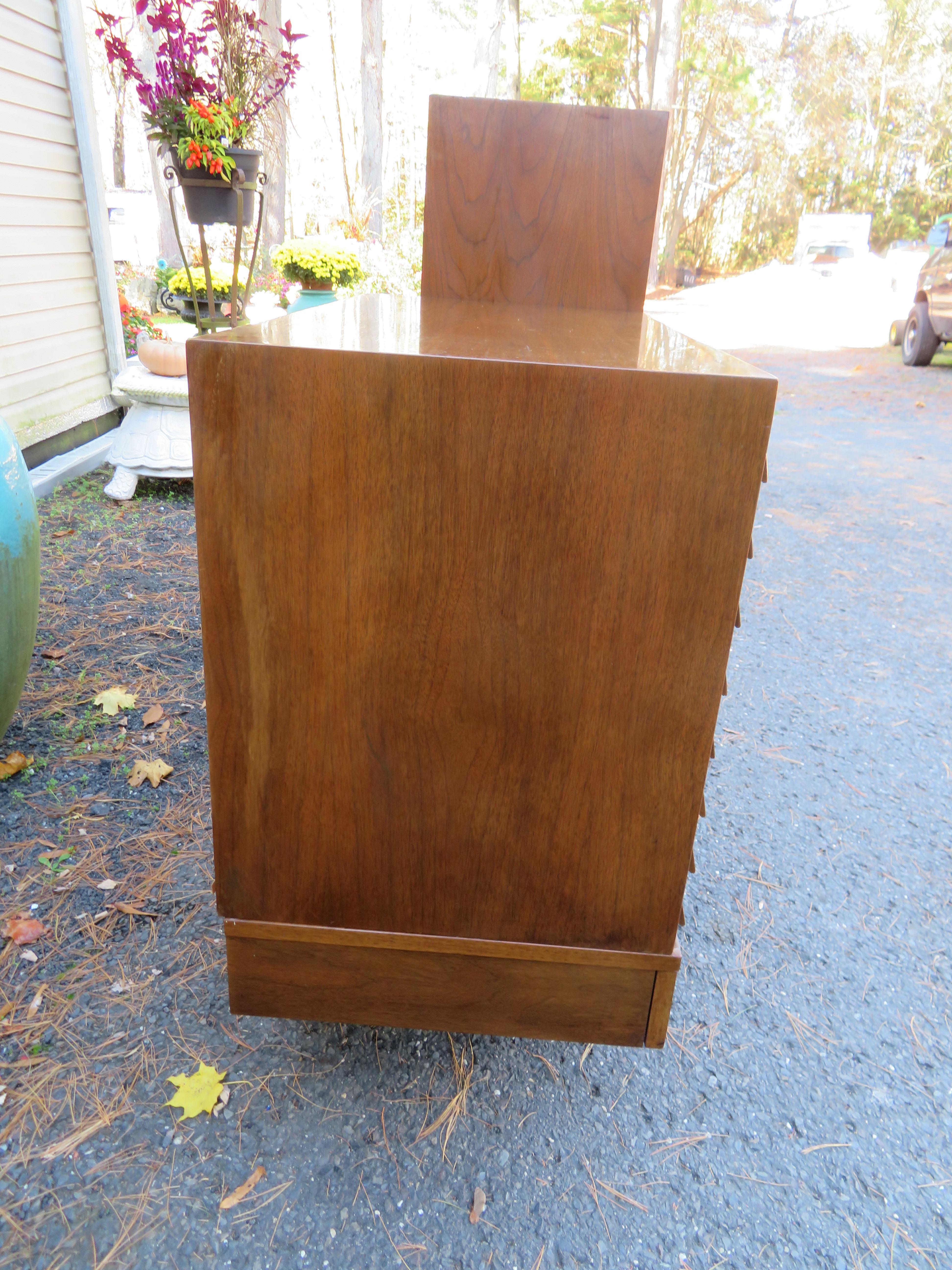 Mid-Century Modern American of Martinsville Dania 3 Piece Louvered Walnut Desk Modular Unit For Sale