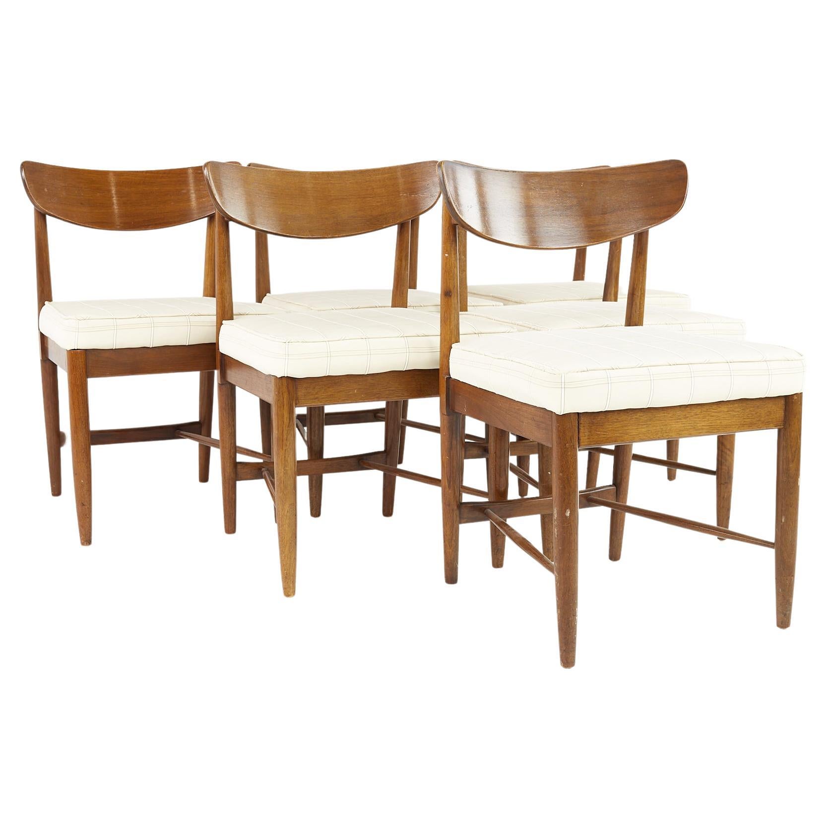 American of Martinsville Dania Mid Century Walnut Dining Chairs, Set of 6