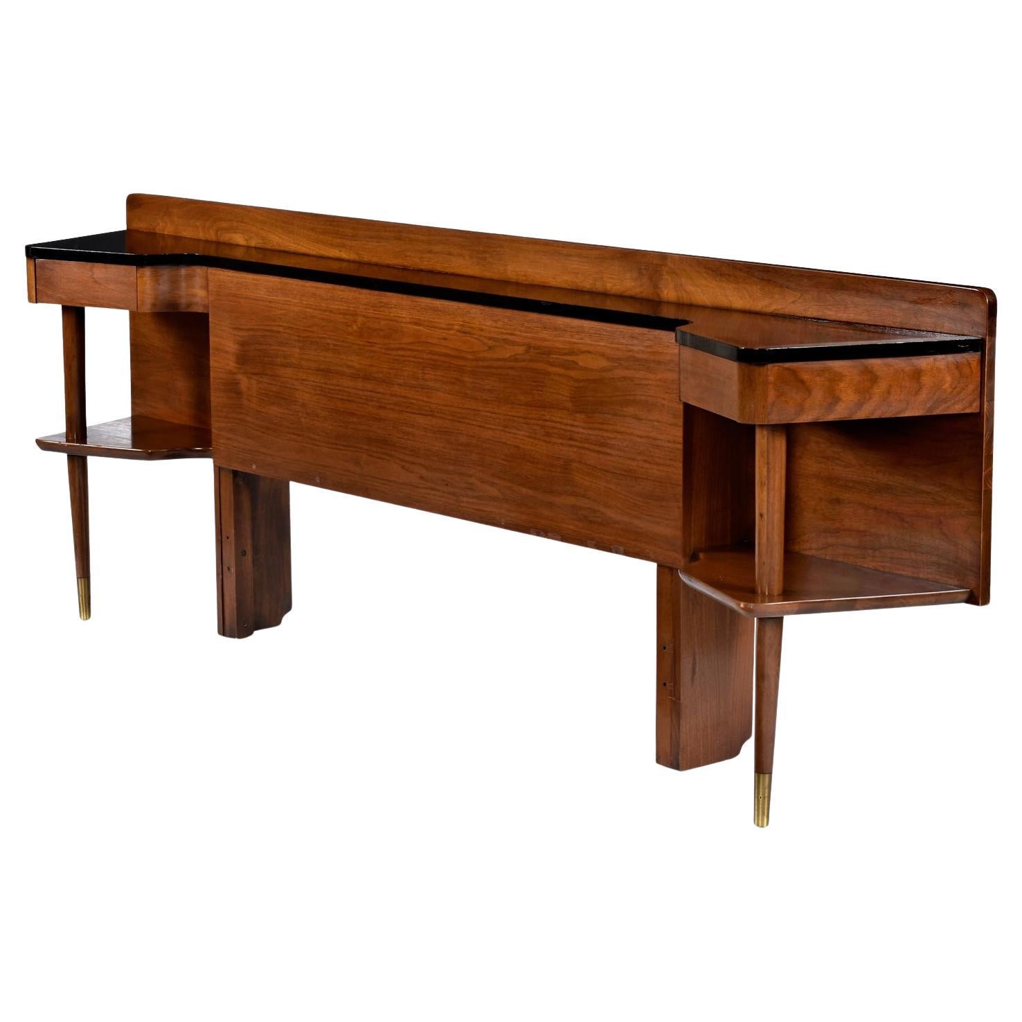 American of Martinsville Dania Queen Size Bar Bed Headboard with Nightstands en venta