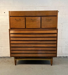 American of Martinsville 'Dania' Walnut High-Boy Dresser by Merton Gershun
