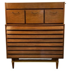 American of Martinsville 'Dania' Walnut High-Boy Dresser by Merton Gershun
