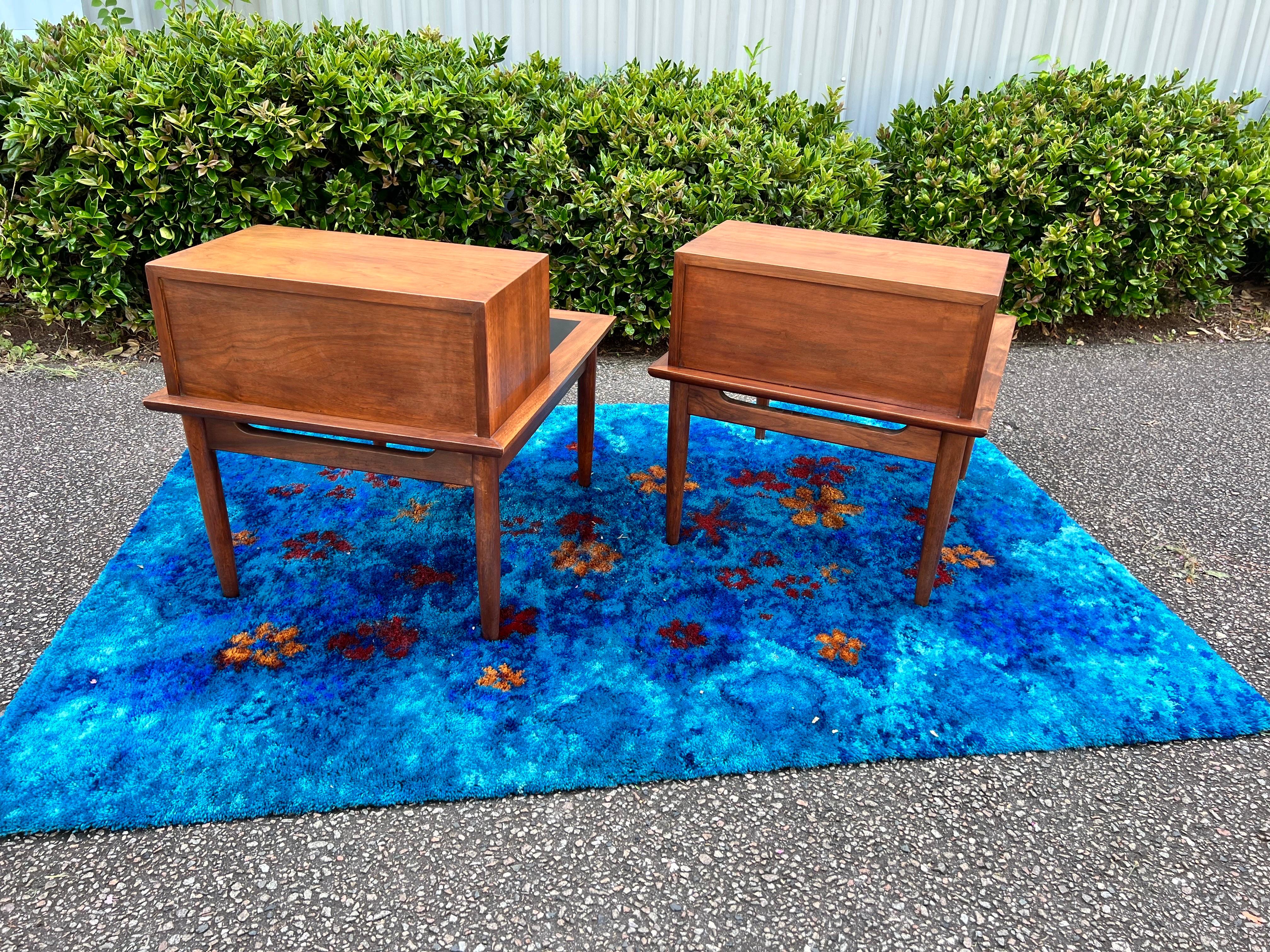 American of Martinsville Dania Walnut Step End Tables by Merton Gershun - a Pair For Sale 5
