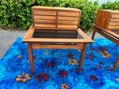 American of Martinsville Dania Walnut Step End Tables by Merton Gershun - a Pair