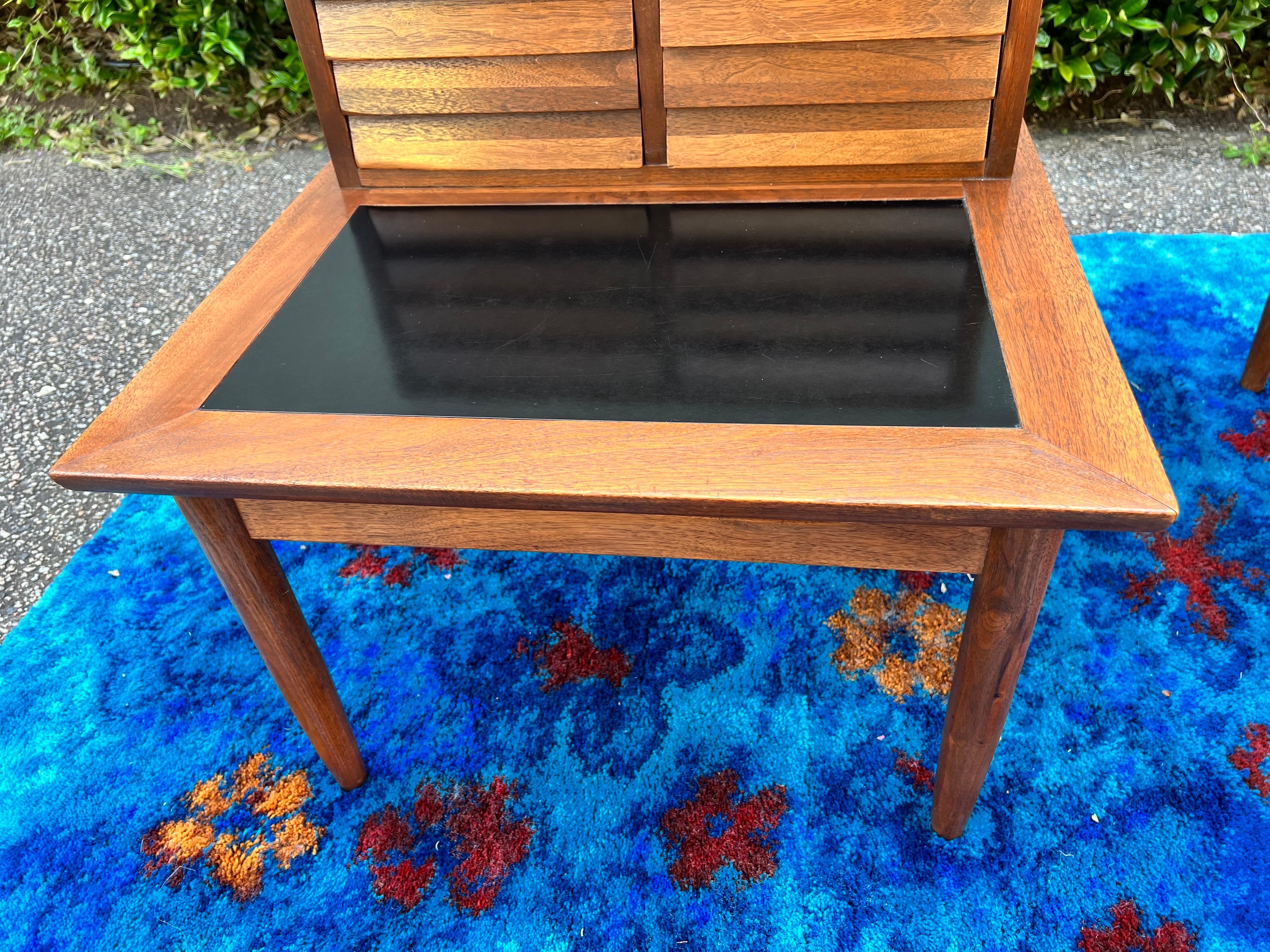 American of Martinsville Dania Walnut Step End Tables by Merton Gershun - a Pair For Sale 2