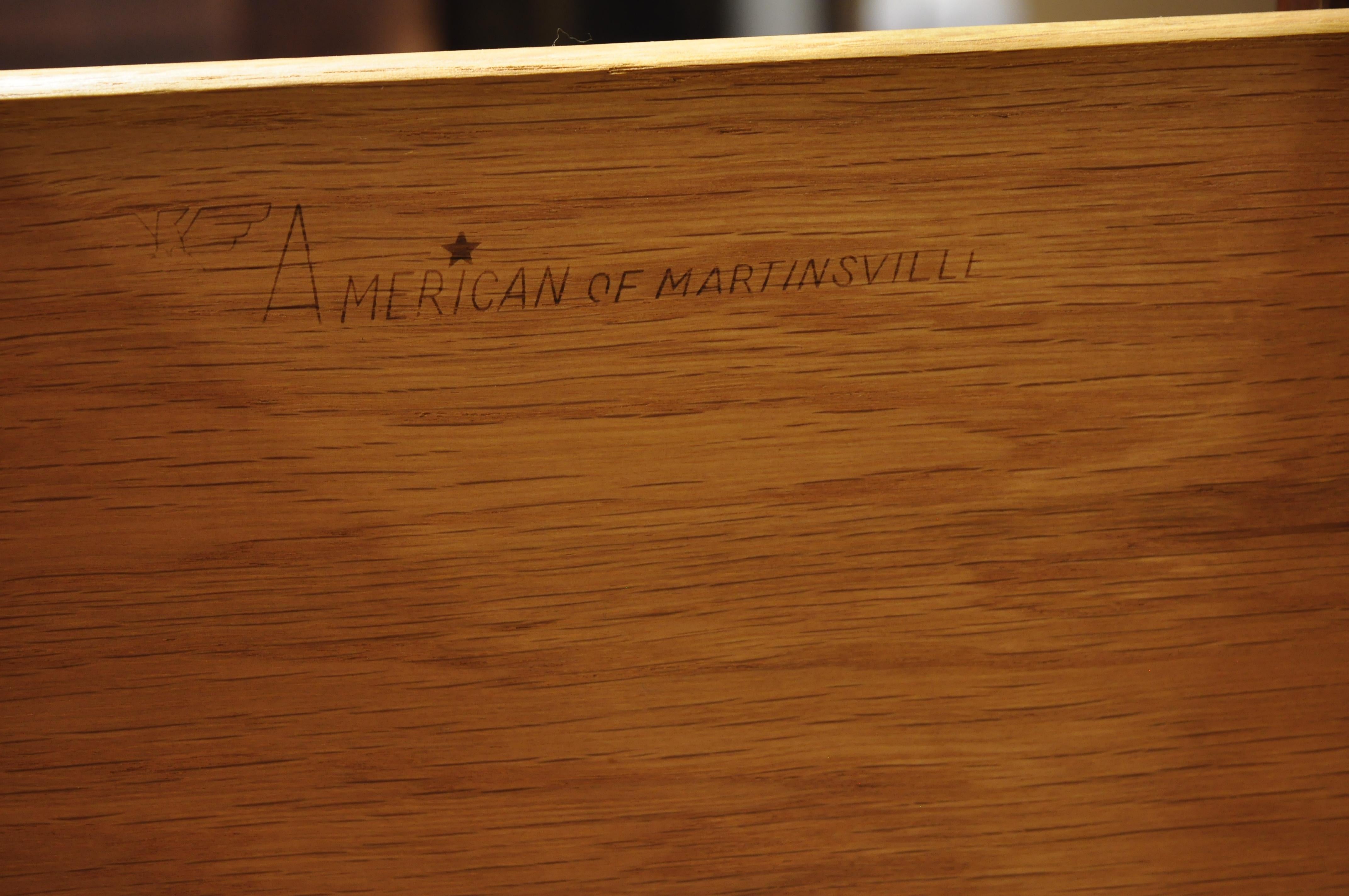 American of Martinsville Diamond Inlay Mid-Century Walnut Chest on Chest Dresser 4