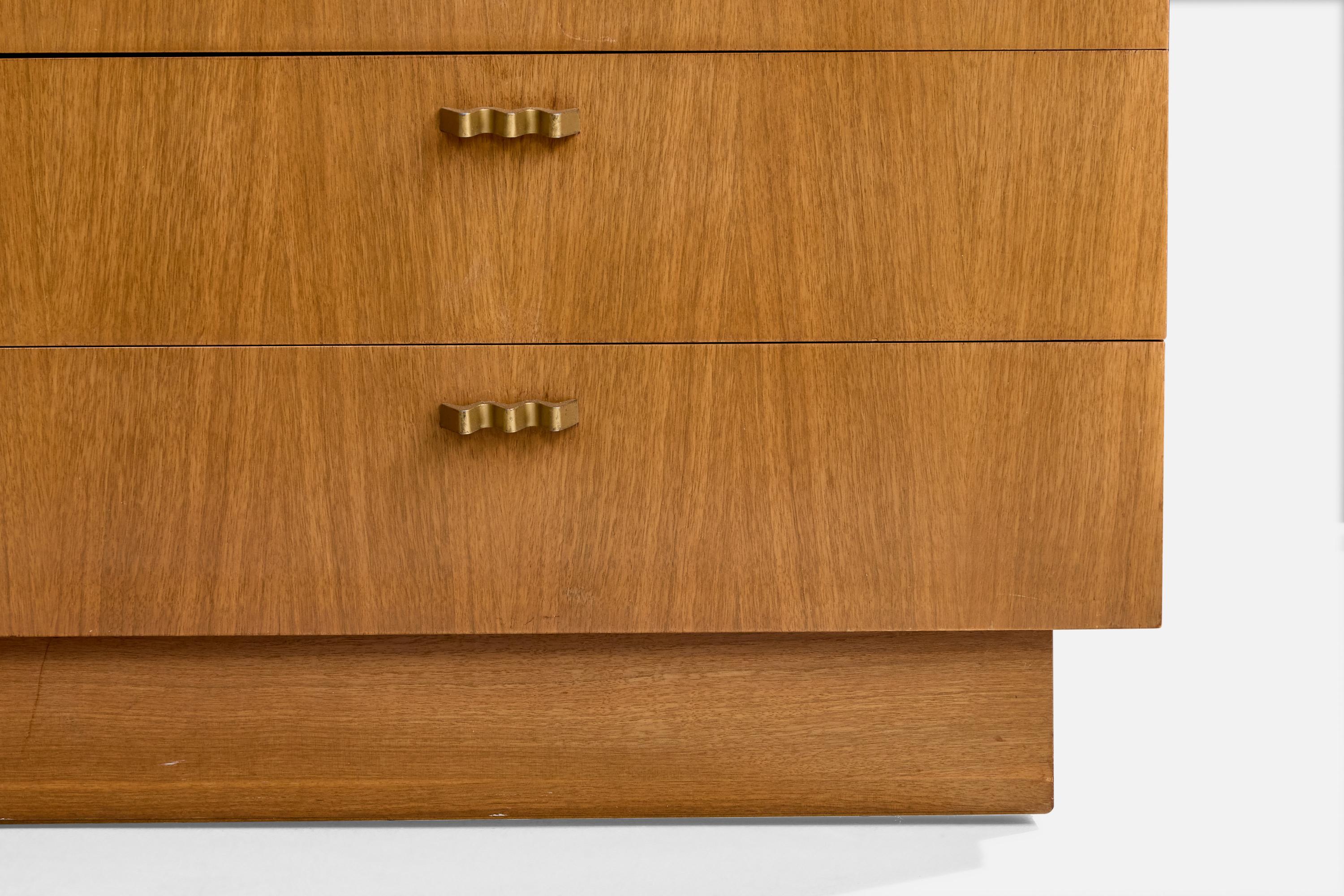 American of Martinsville, Dresser, Oak, Brass, USA, 1950s For Sale 5