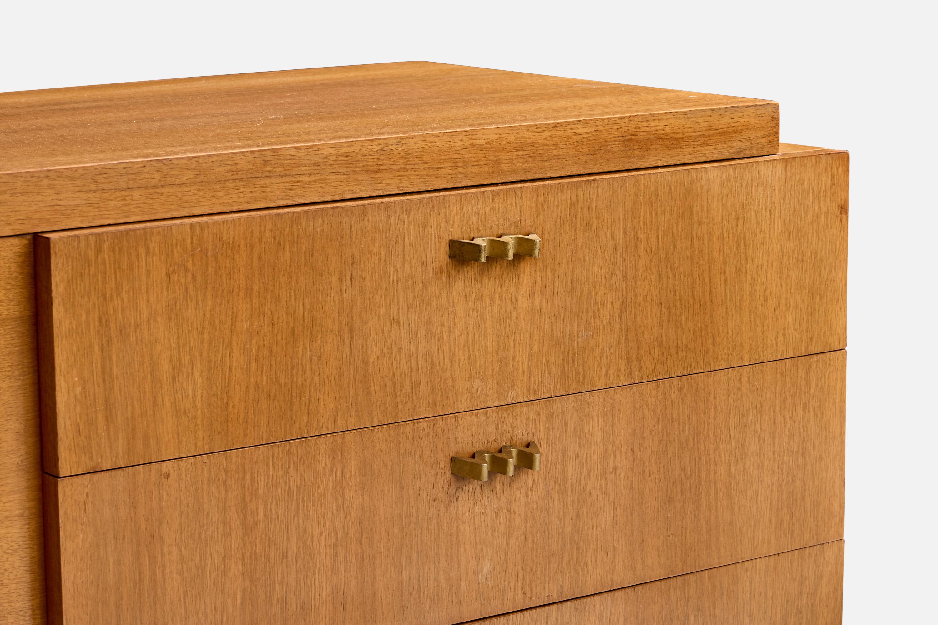 Mid-20th Century American of Martinsville, Dresser, Oak, Brass, USA, 1950s For Sale