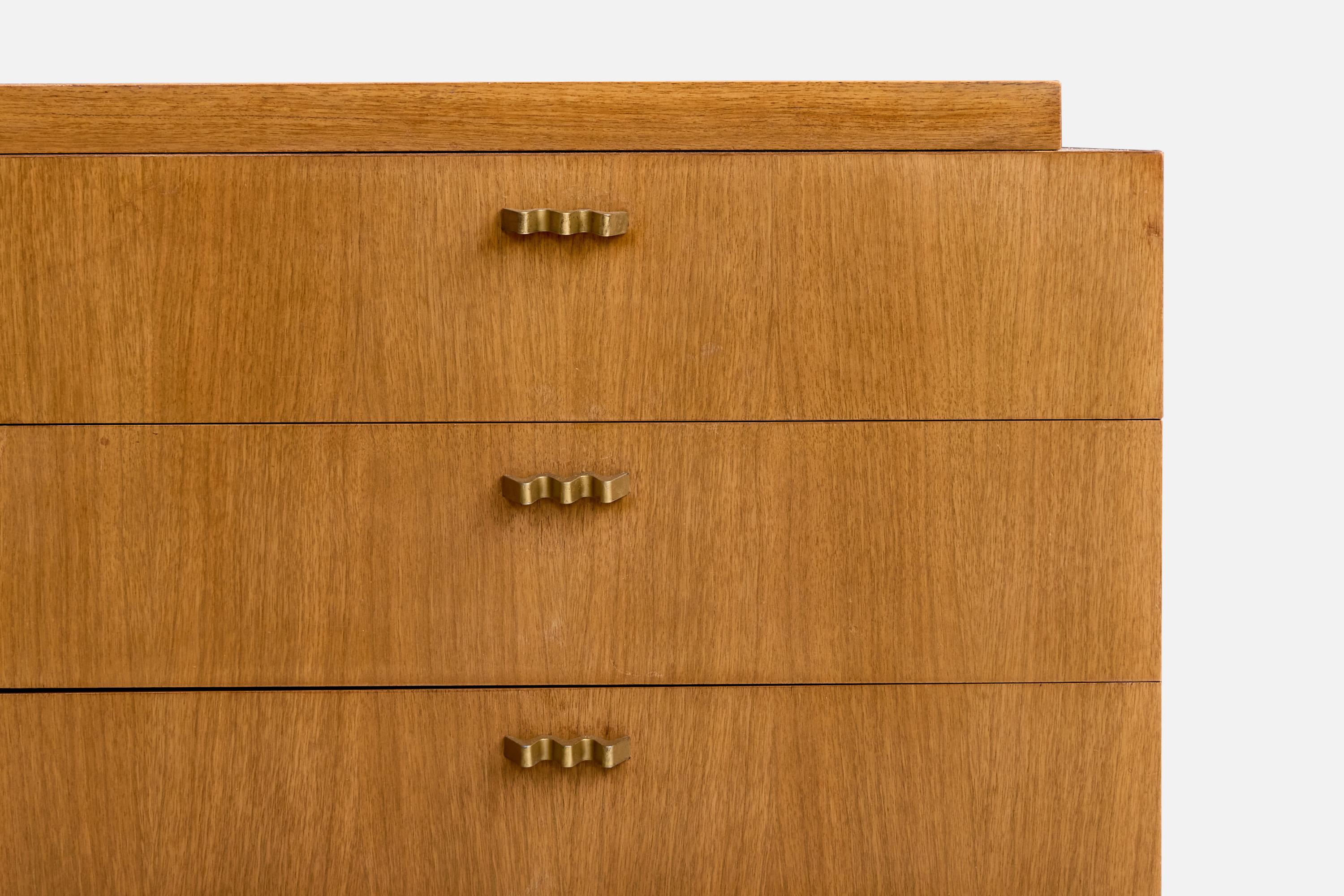 American of Martinsville, Dresser, Oak, Brass, USA, 1950s For Sale 1