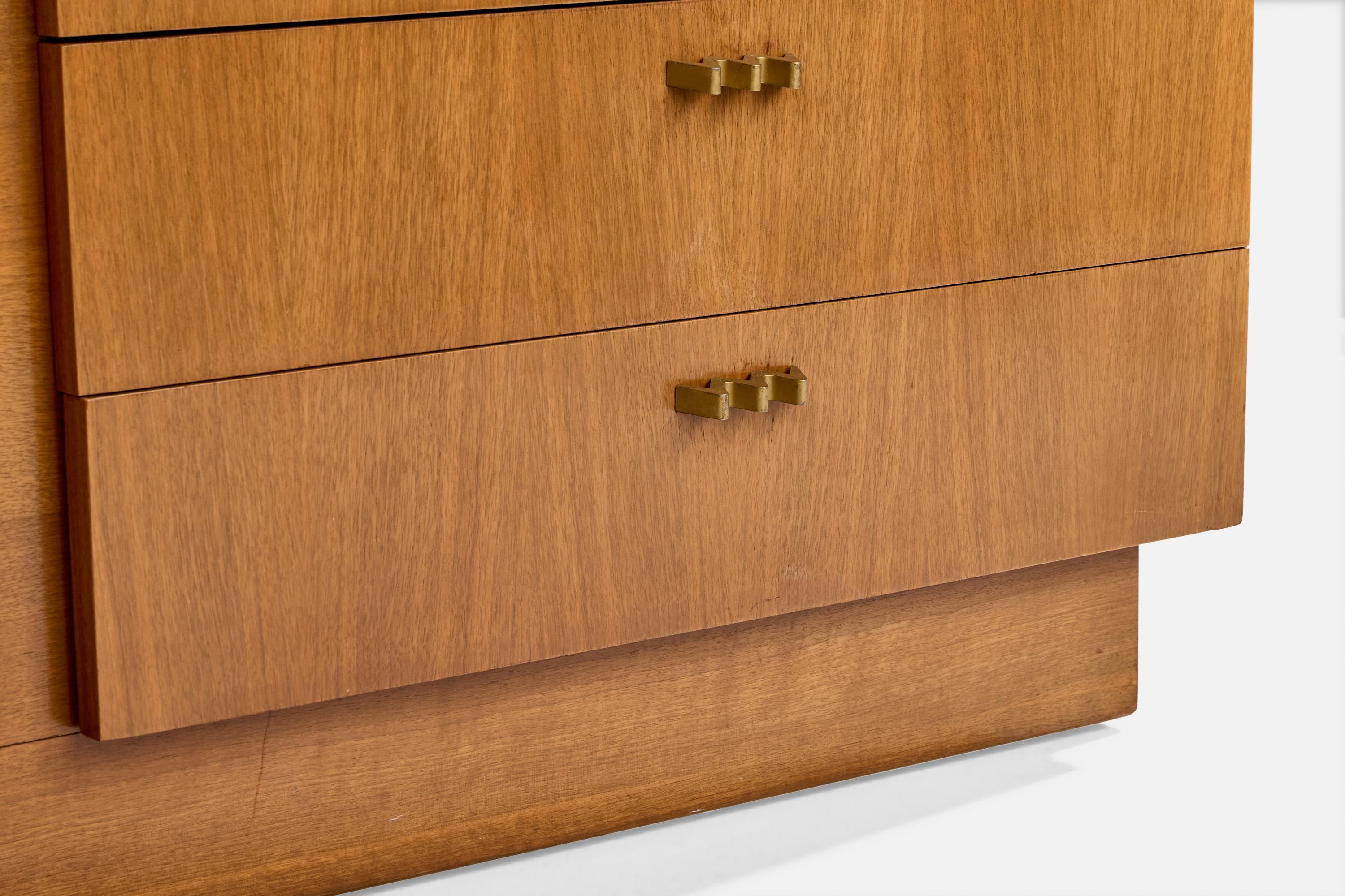 American of Martinsville, Dresser, Oak, Brass, USA, 1950s For Sale 4