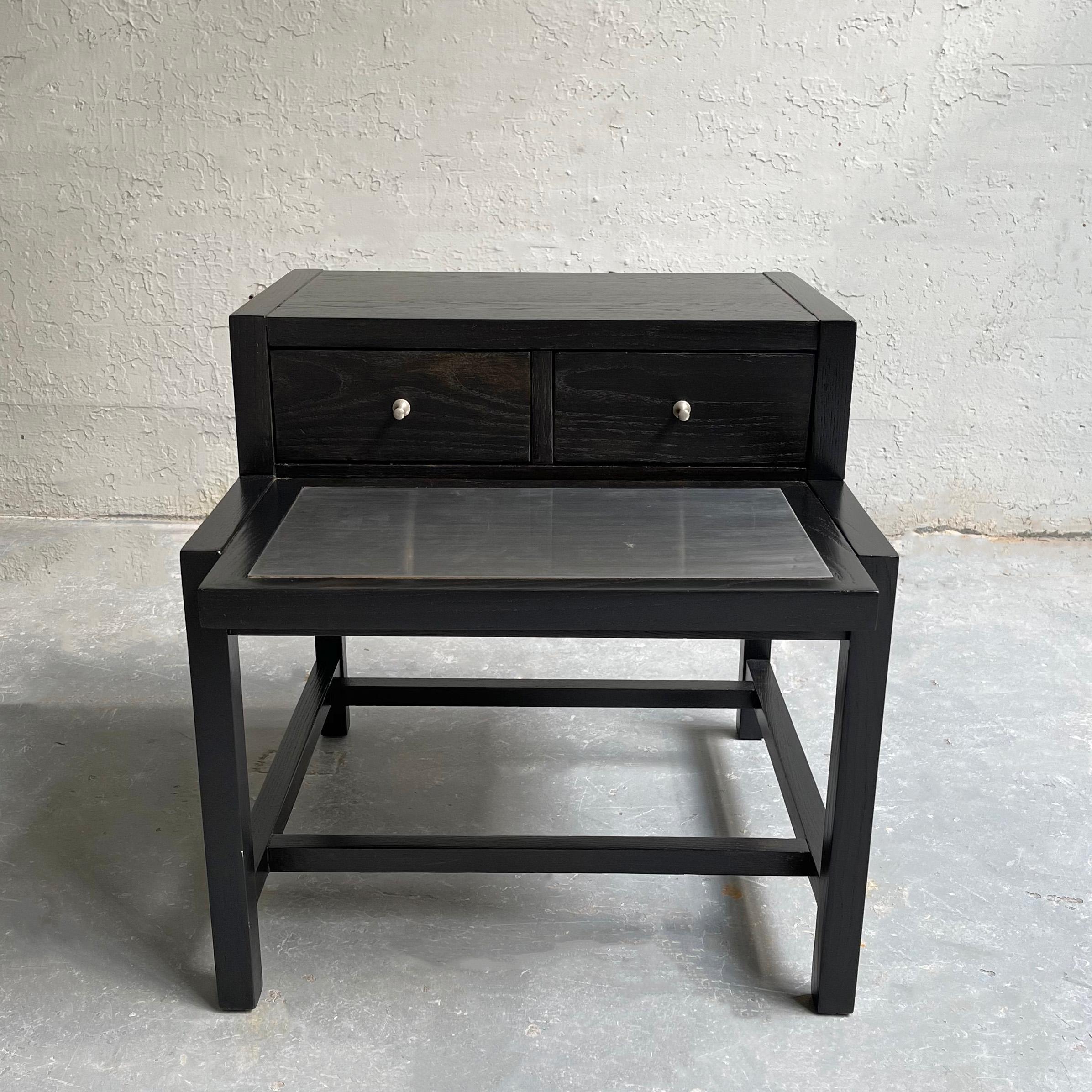 Mid-Century Modern American of Martinsville Ebonized Ash Stepped Side Table For Sale
