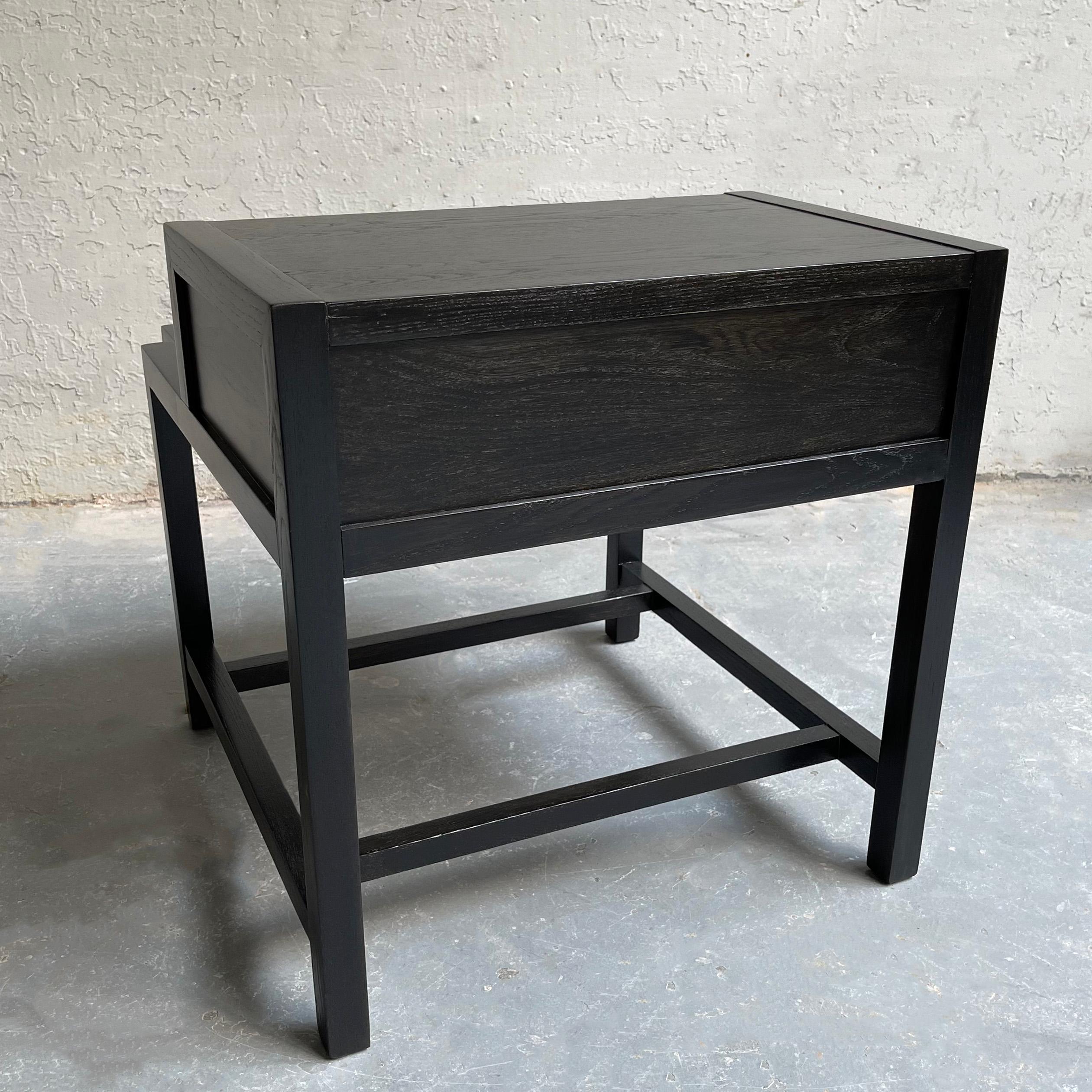 American of Martinsville Ebonized Ash Stepped Side Table For Sale 2