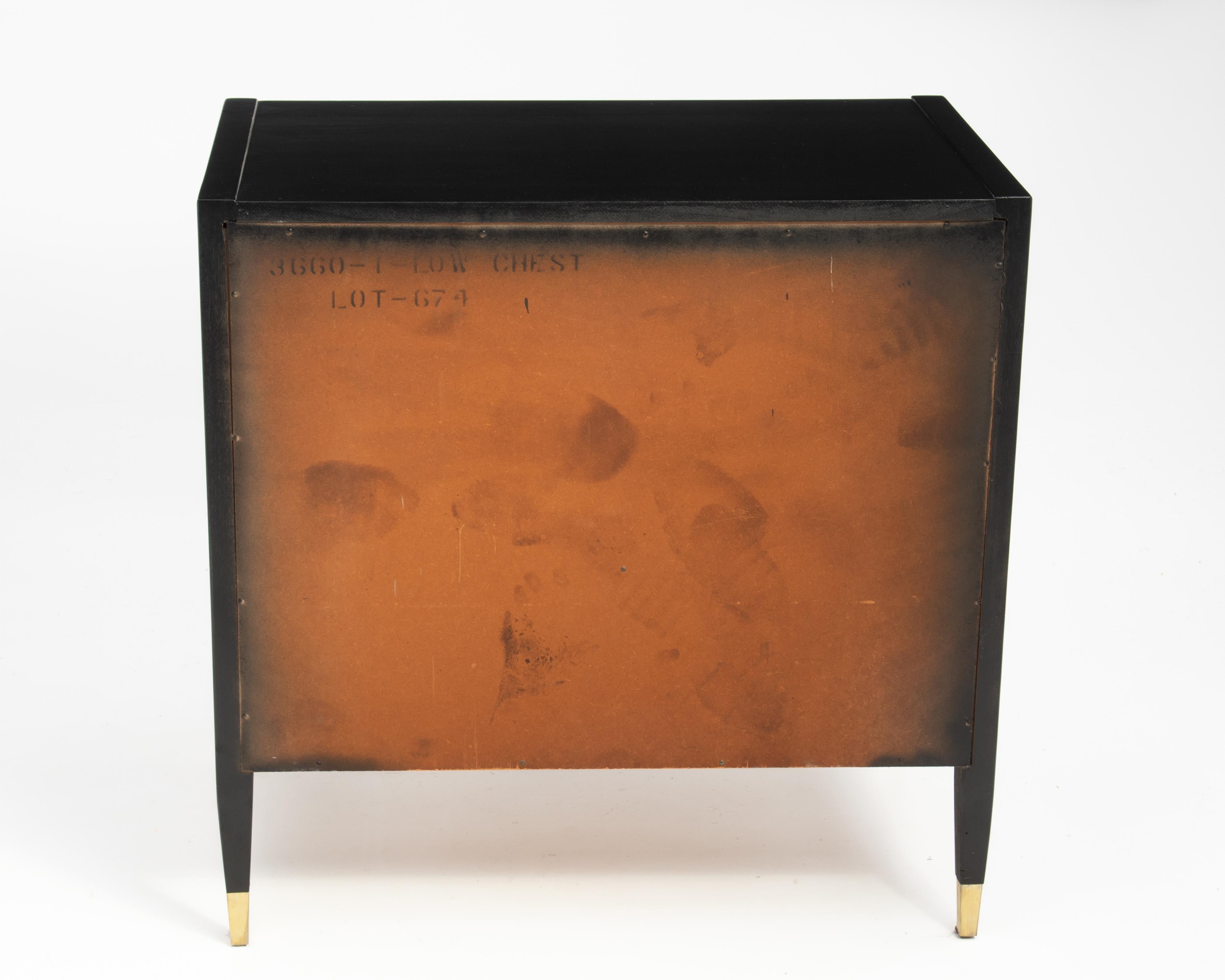 Mid-Century Modern American of Martinsville Ebonized Black Lacquer Dresser Chest Edmond Spence