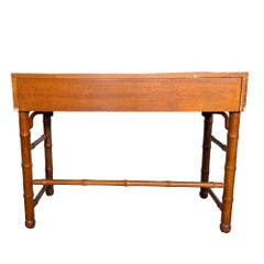 American of Martinsville Faux Bamboo & Cane Writing Desk Console Table MCM