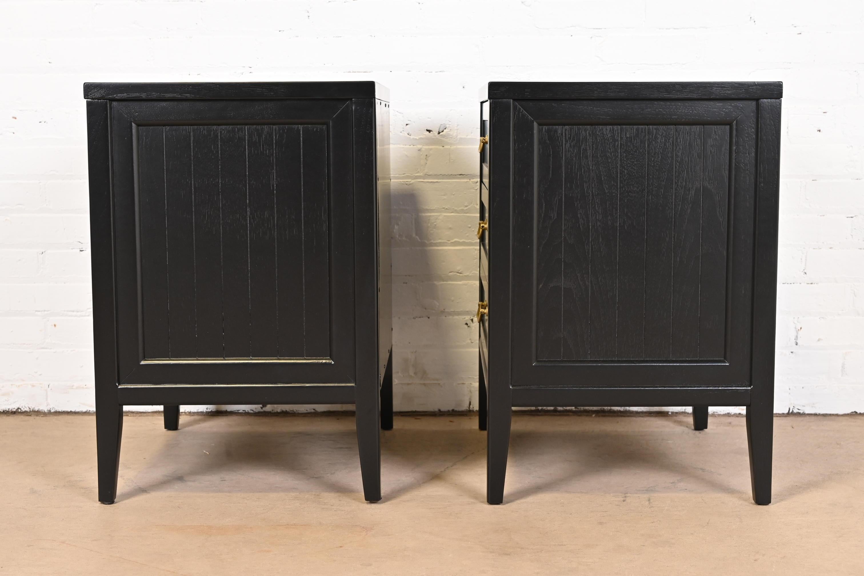 American of Martinsville French Regency Black Lacquered Nightstands, Refinished 8