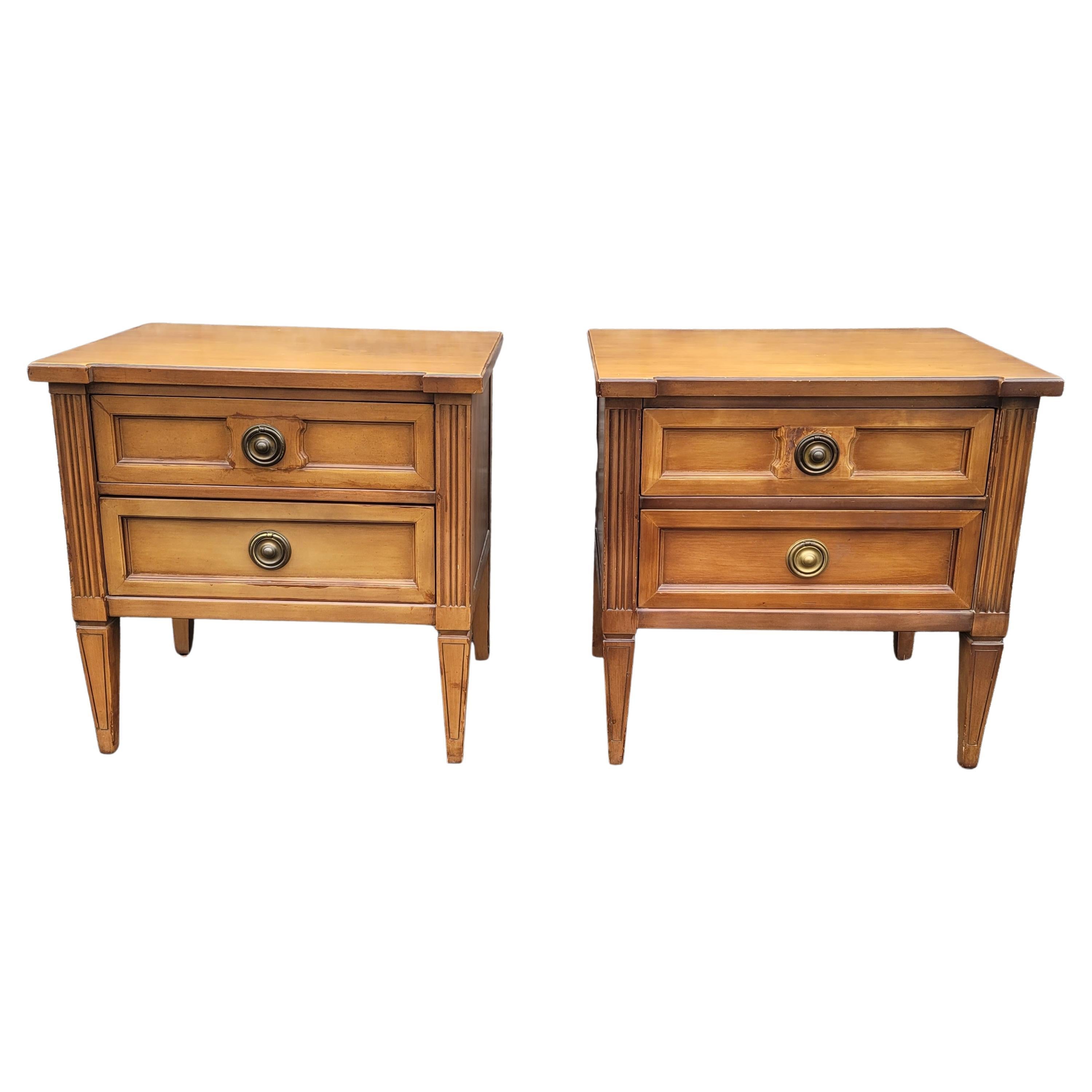American of Martinsville Fruitwood Bedside Table Nightstands For Sale
