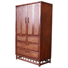 American of Martinsville Hollywood Regency Bamboo Rattan Gentleman's Chest