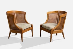 American of Martinsville, chaises longues, bois, rotin, tissu, États-Unis, années 1950