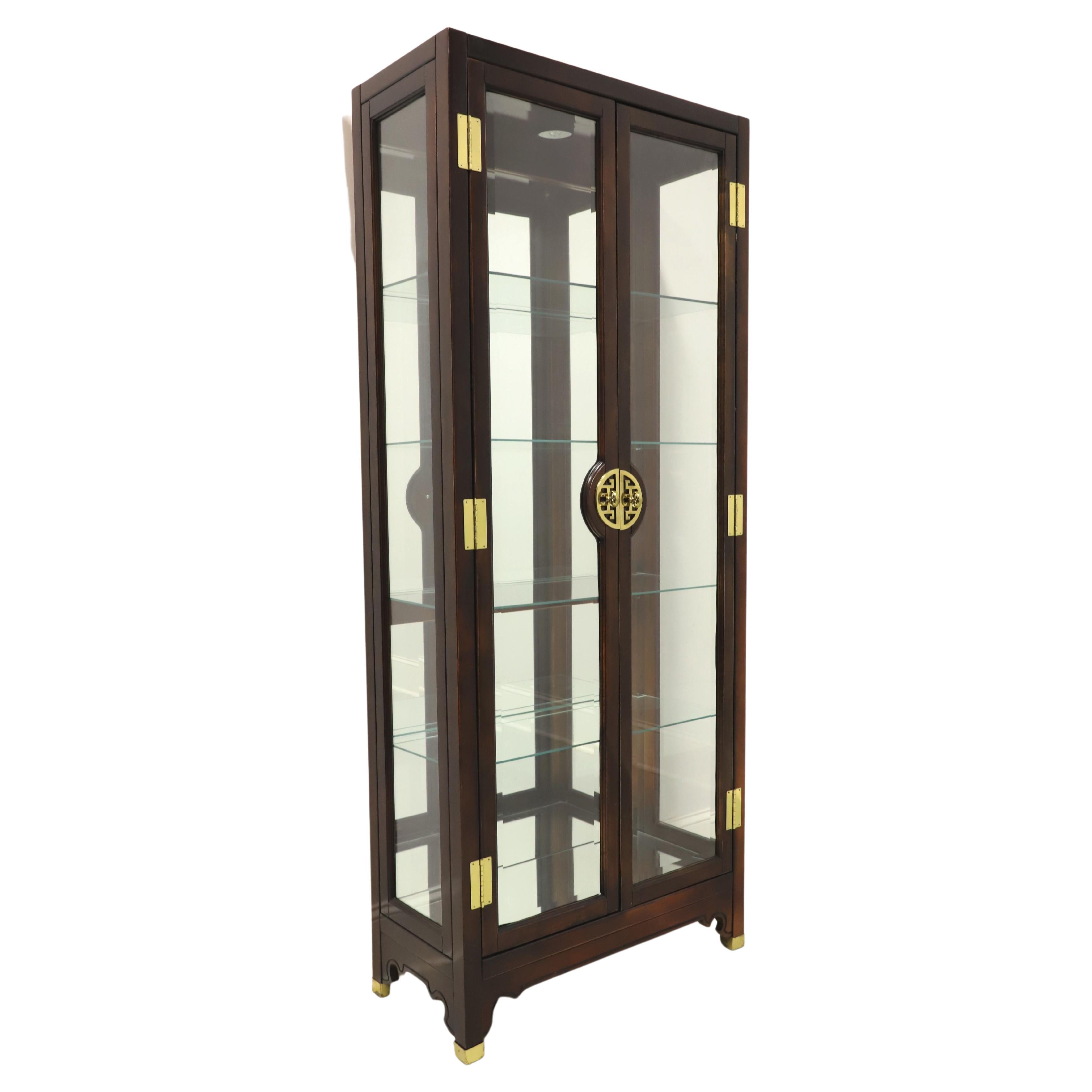 AMERICAN OF MARTINSVILLE Mahogany Asian Chinoiserie Curio Display Cabinet