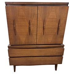 Used American of Martinsville MCM Highboy / Dresser with Diamond Pattern Front
