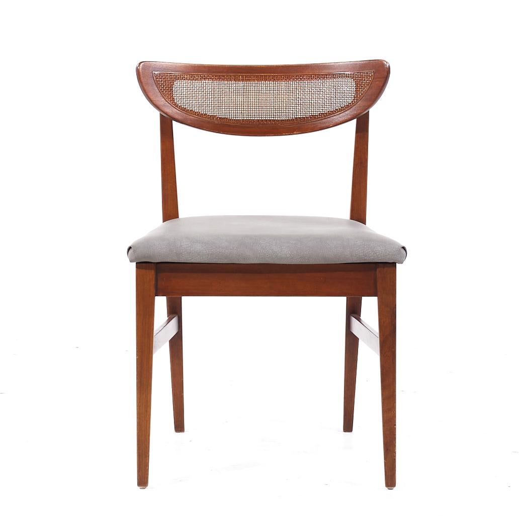 Late 20th Century American of Martinsville MCM Walnut and Cane Back Dining Chairs - Set of 6 For Sale