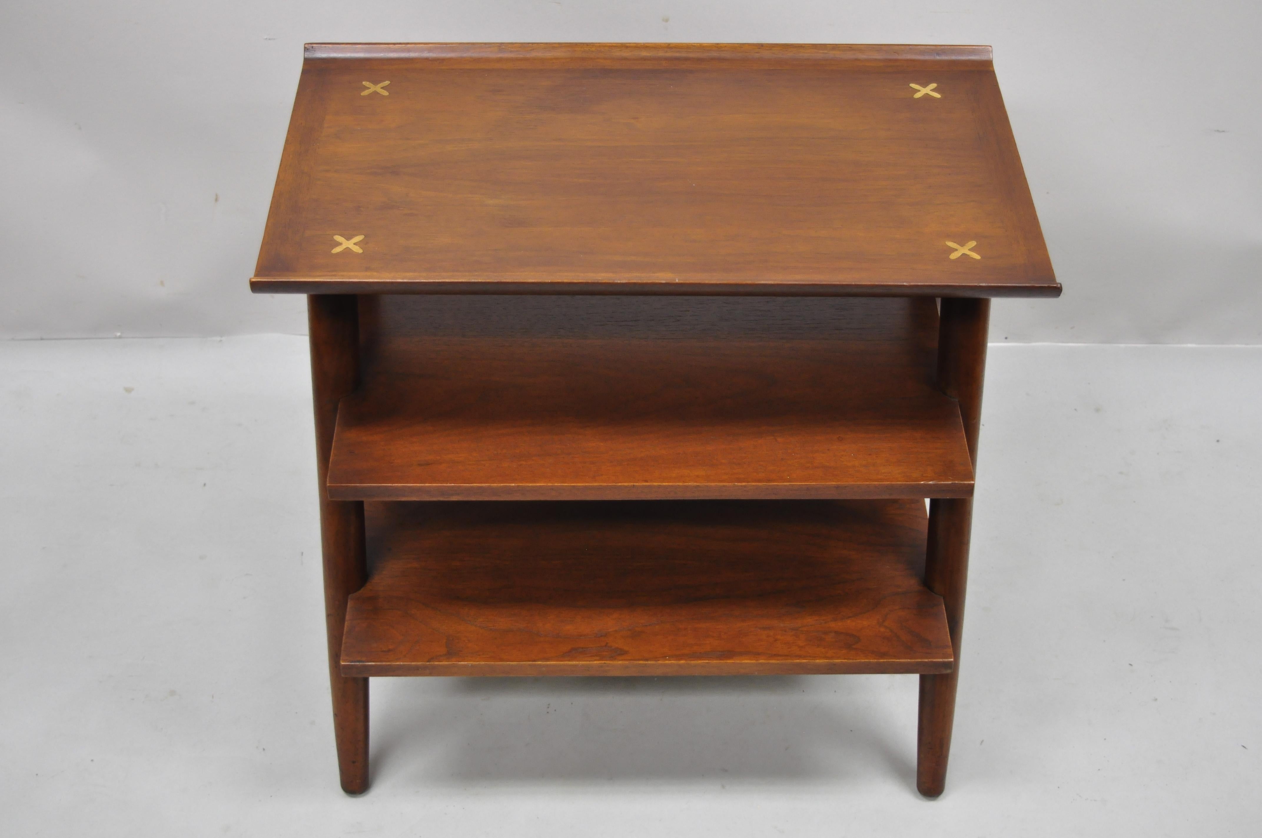 American of Martinsville Merton Gershun 3 Tier A-Frame Walnut Accent Side Table 4