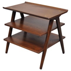 Vintage American of Martinsville Merton Gershun 3 Tier A-Frame Walnut Accent Side Table