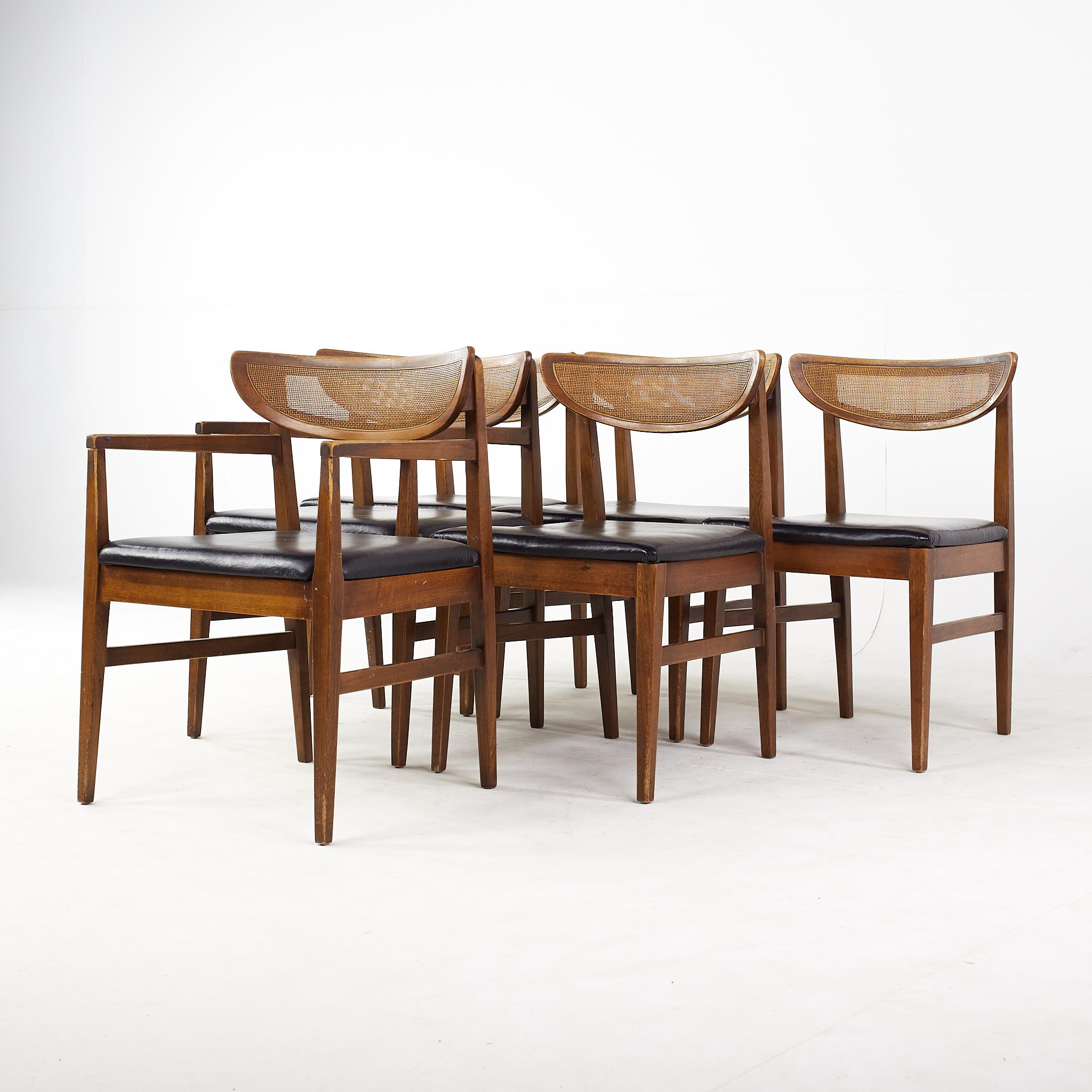 Mid-Century Modern American of Martinsville Mid Century Cane Back Dining Chairs, Set of 6