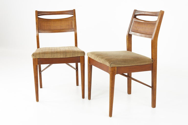 American of Martinsville Mid Century Cane Back Walnut Dining Chairs, Set of 6 at 1stDibs