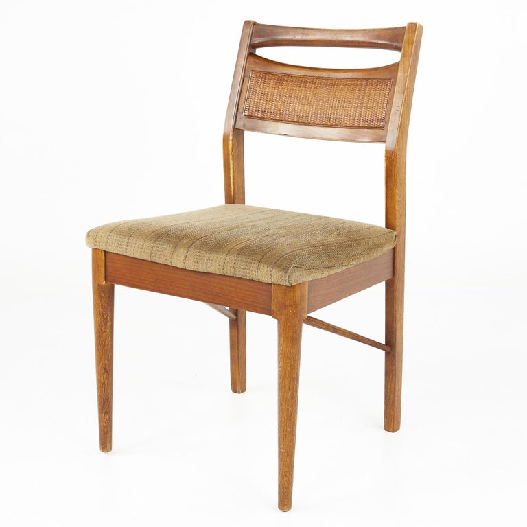 American of Martinsville Mid Century Cane Back Walnut Dining Chairs, Set of 6 at 1stDibs