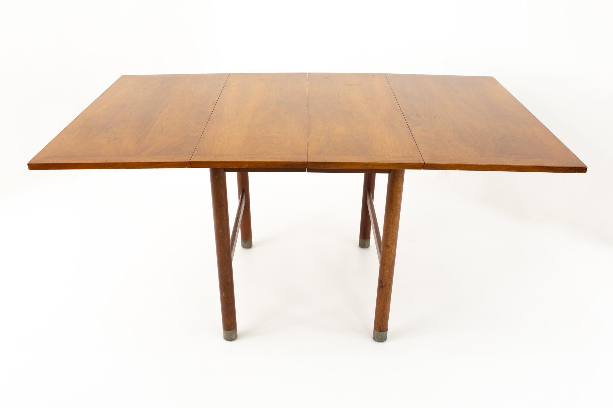 Mid-Century Modern American of Martinsville Mid Century Drop Leaf Dining Table with Metal Accents For Sale