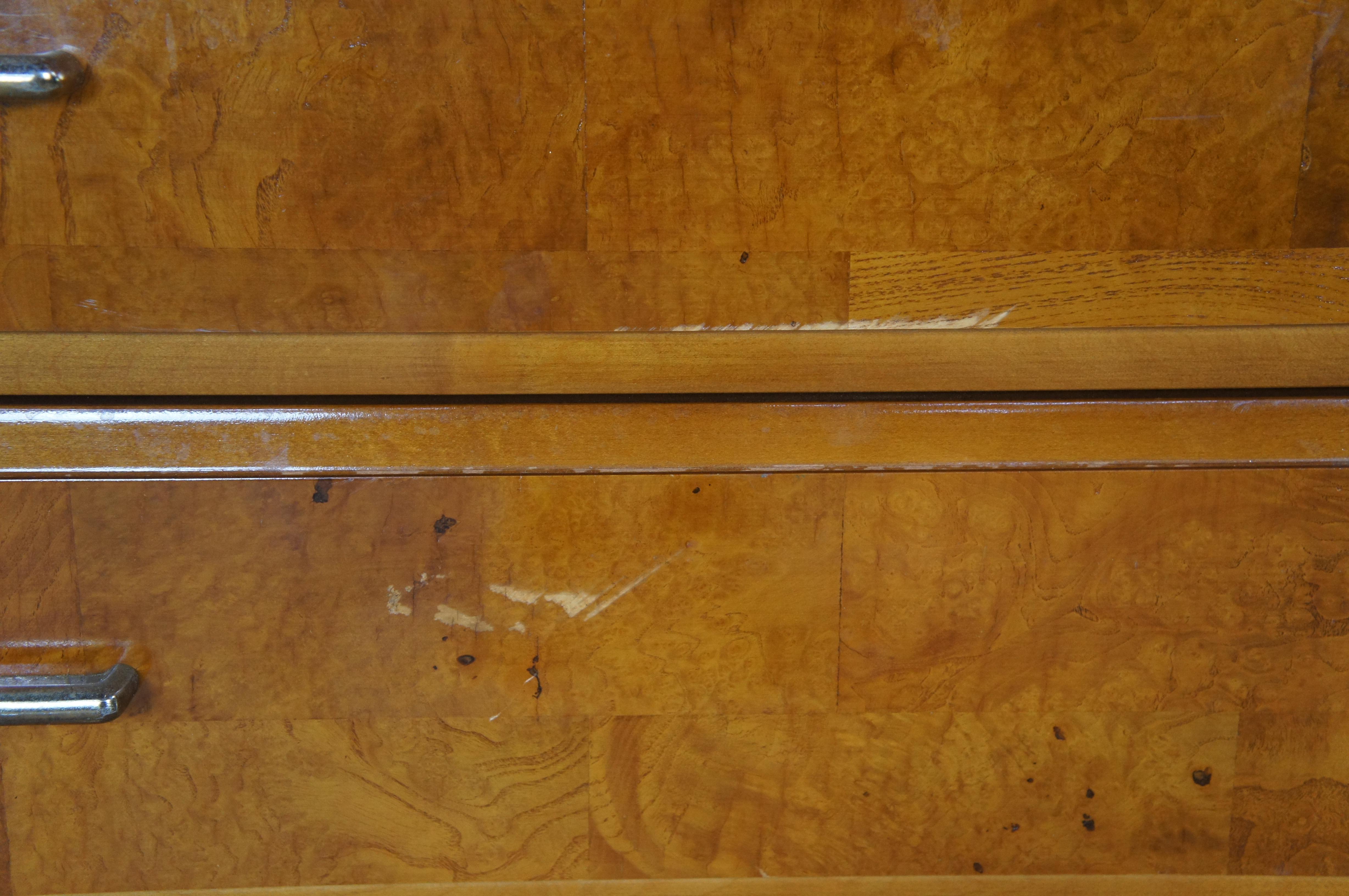 American of Martinsville Armoire moderne du milieu du siècle en loupe de frêne Tallboy Dresser 62