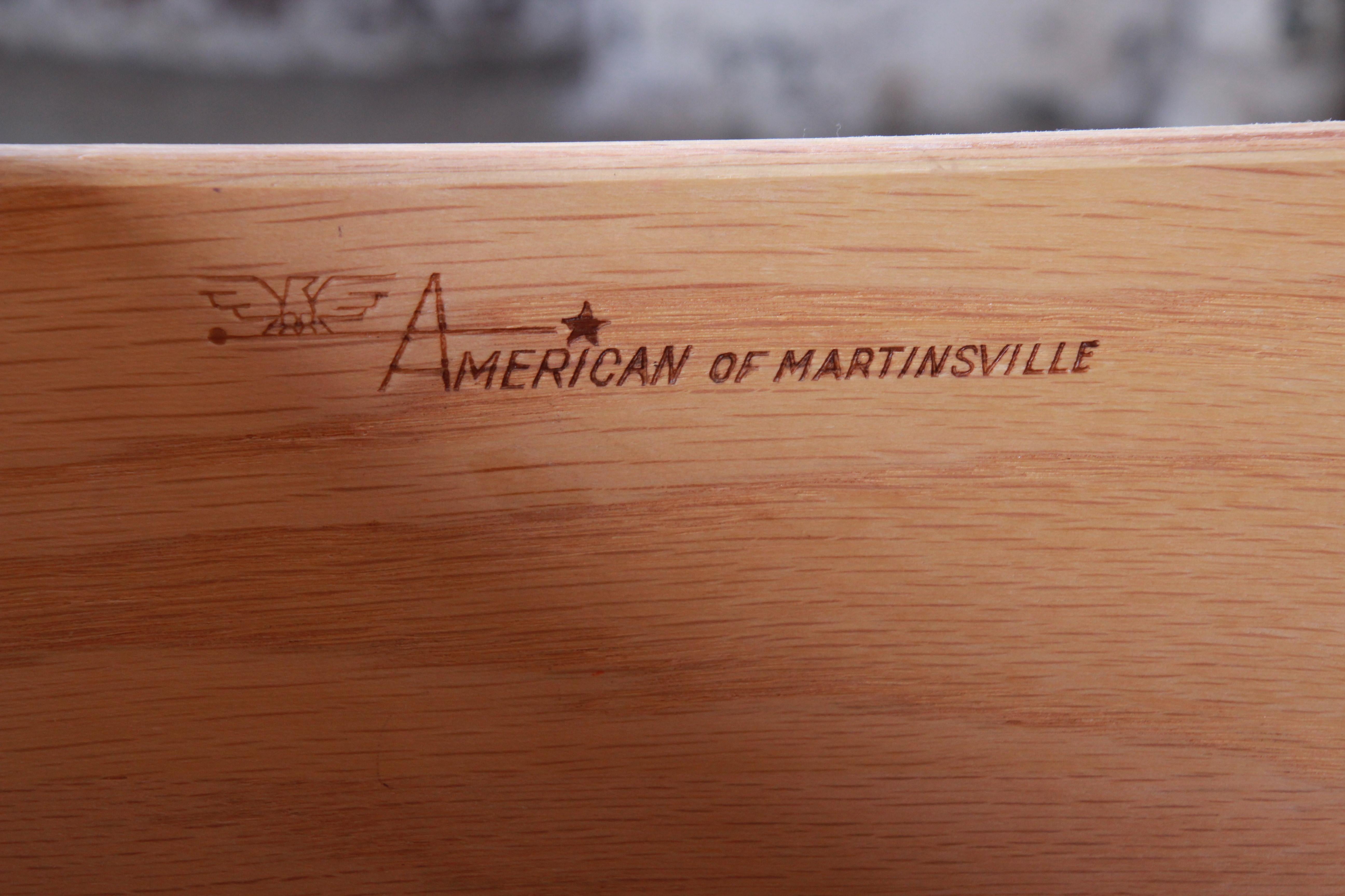 American of Martinsville Mid-Century Modern Cherry and Burl Dresser or Credenza 13