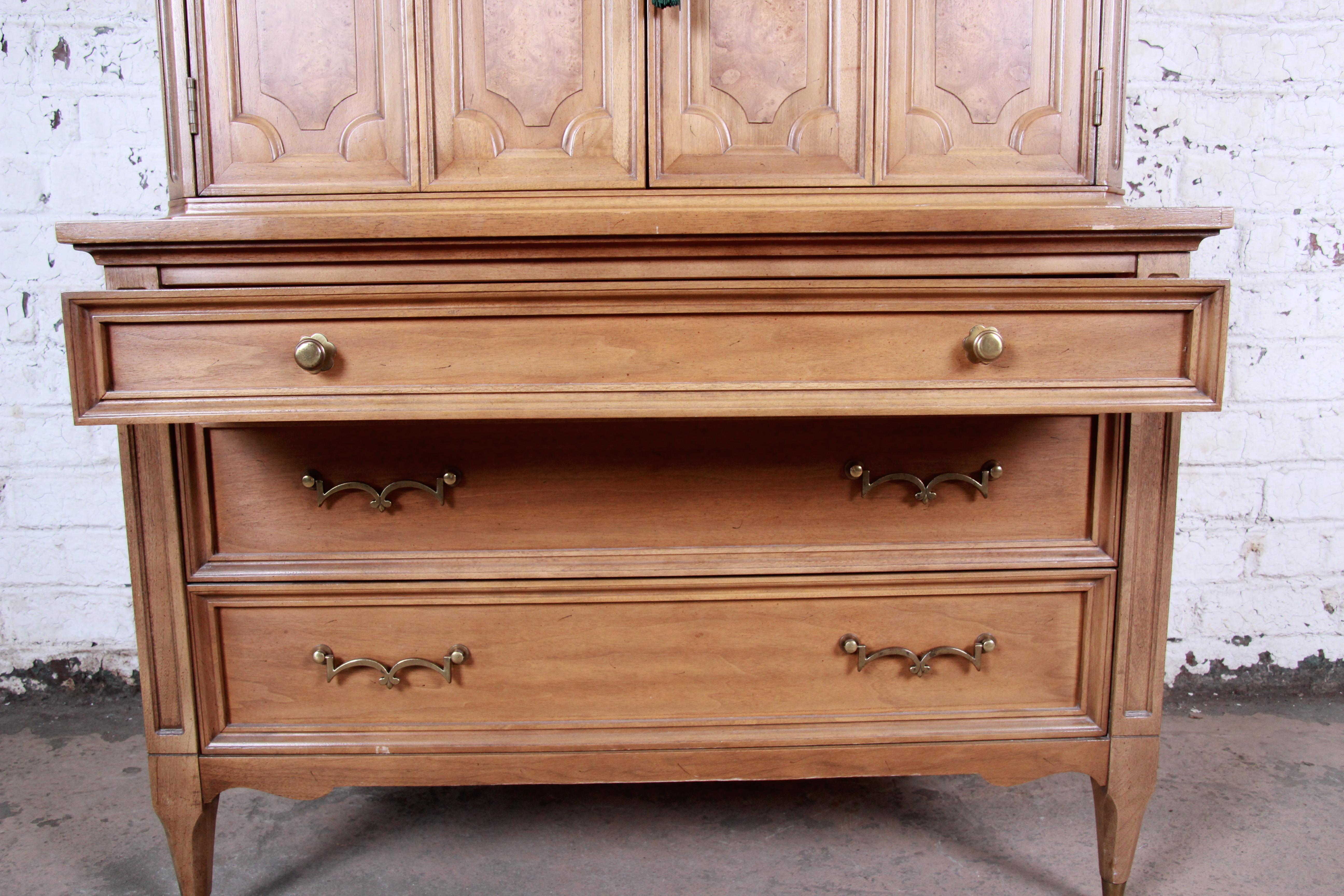 American of Martinsville Mid-Century Modern Cherry and Burl Gentleman's Chest 2